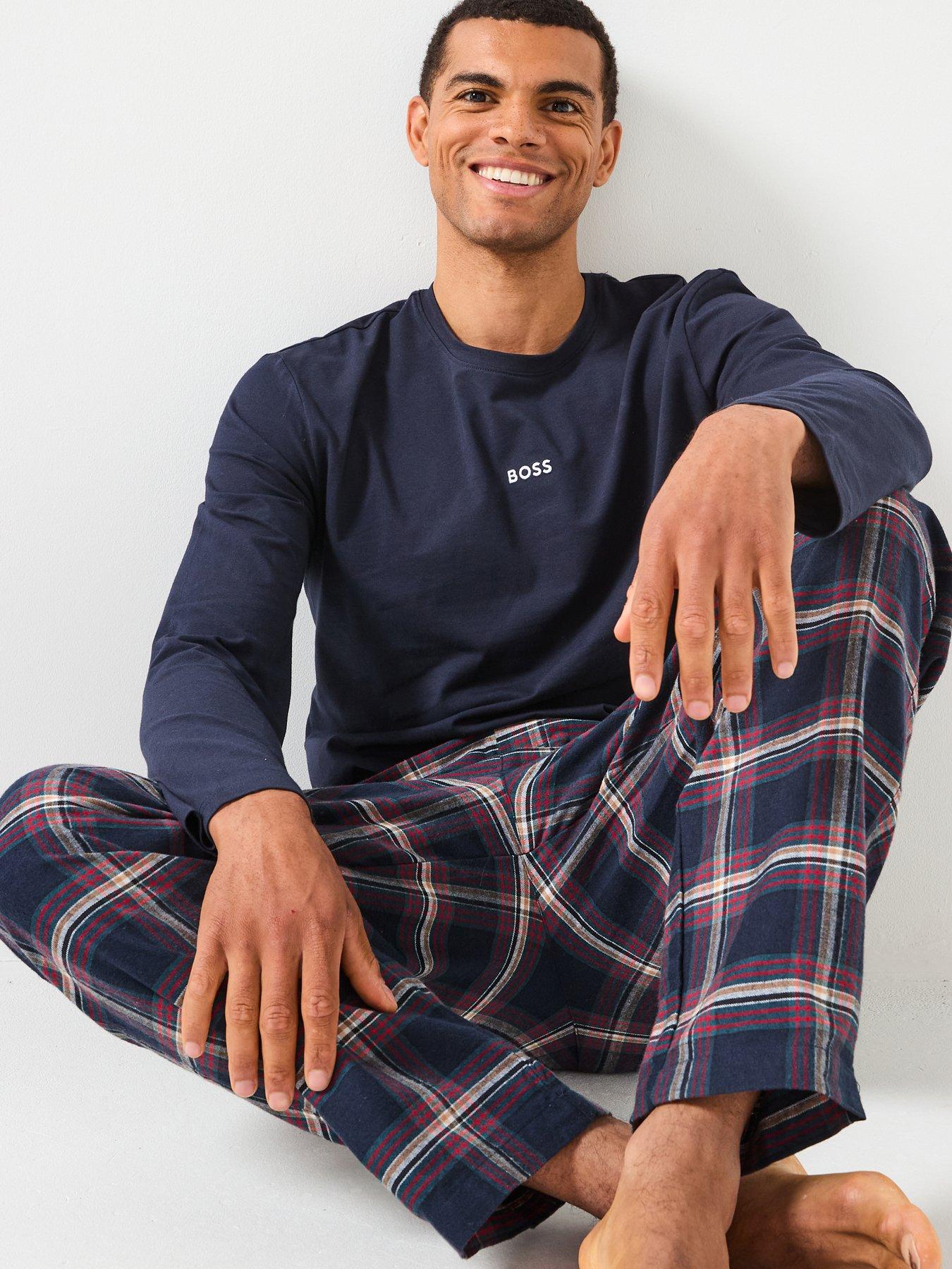 BOSS Holiday Long Check Bottom Pyjama Gift Set - Navy