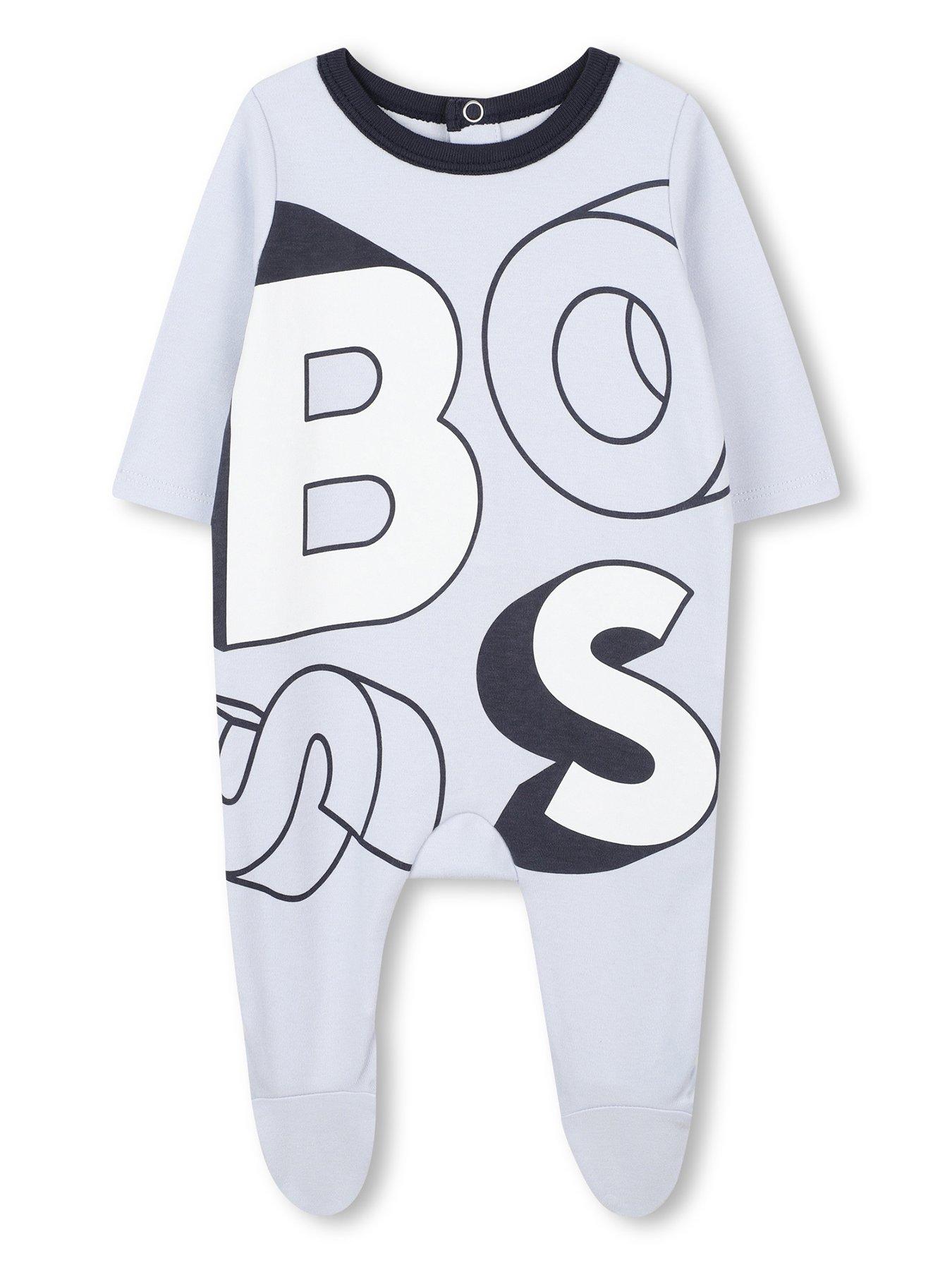 front image of boss-newborn-baby-boys-logo-sleepsuit-light-blue