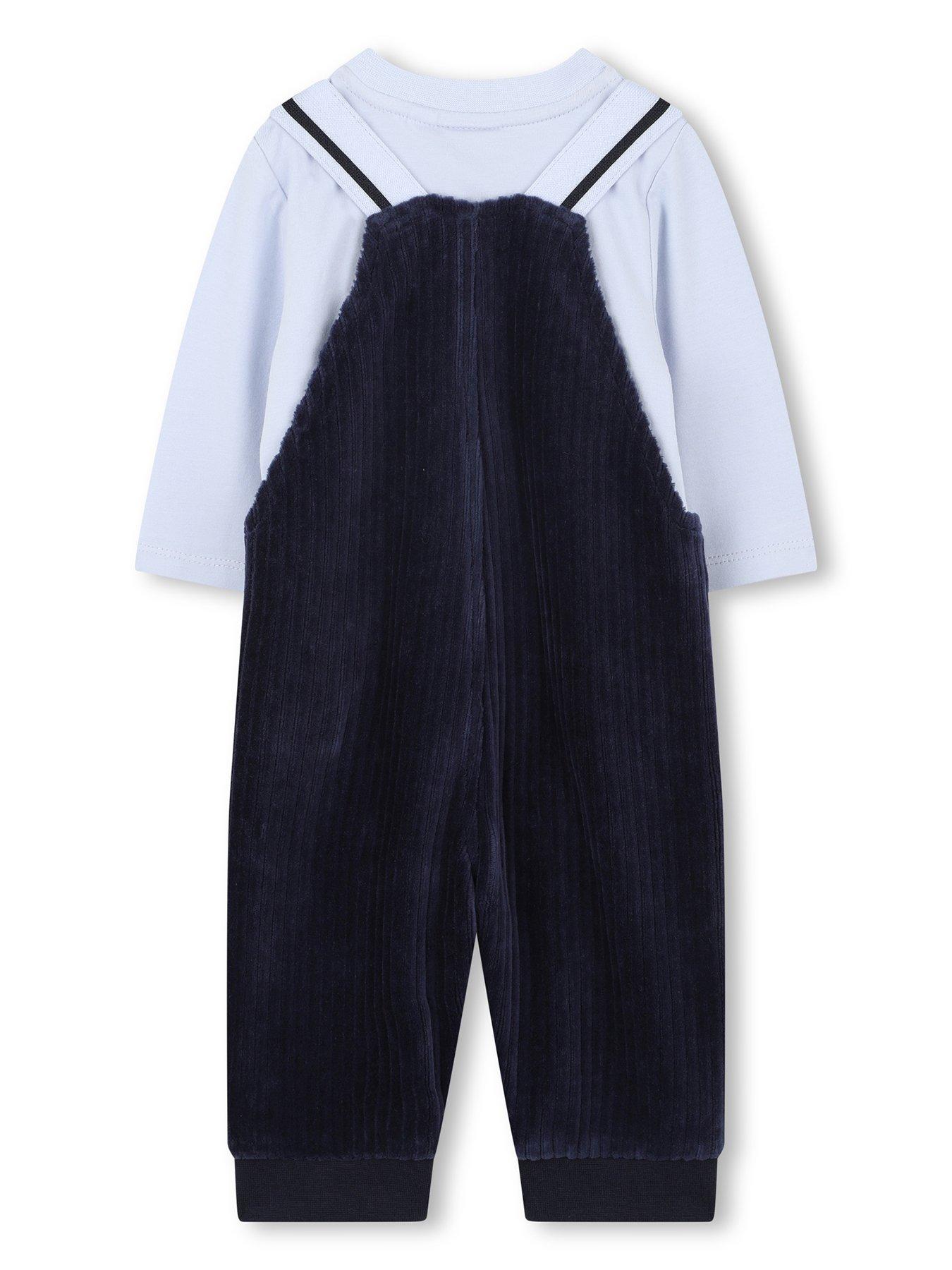  image of boss-newborn-baby-boys-dungaree-set-navy