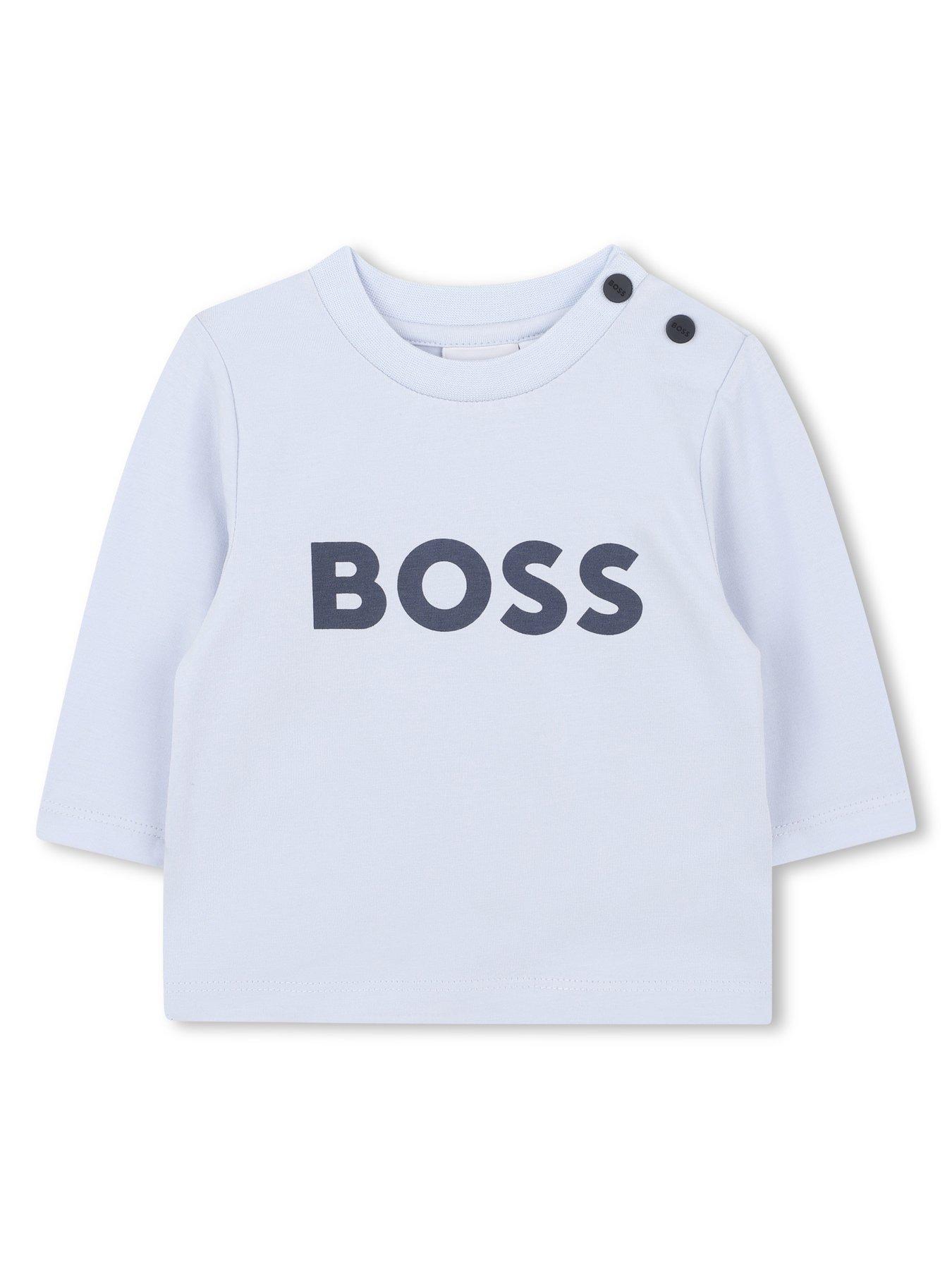  image of boss-newborn-baby-boys-dungaree-set-navy