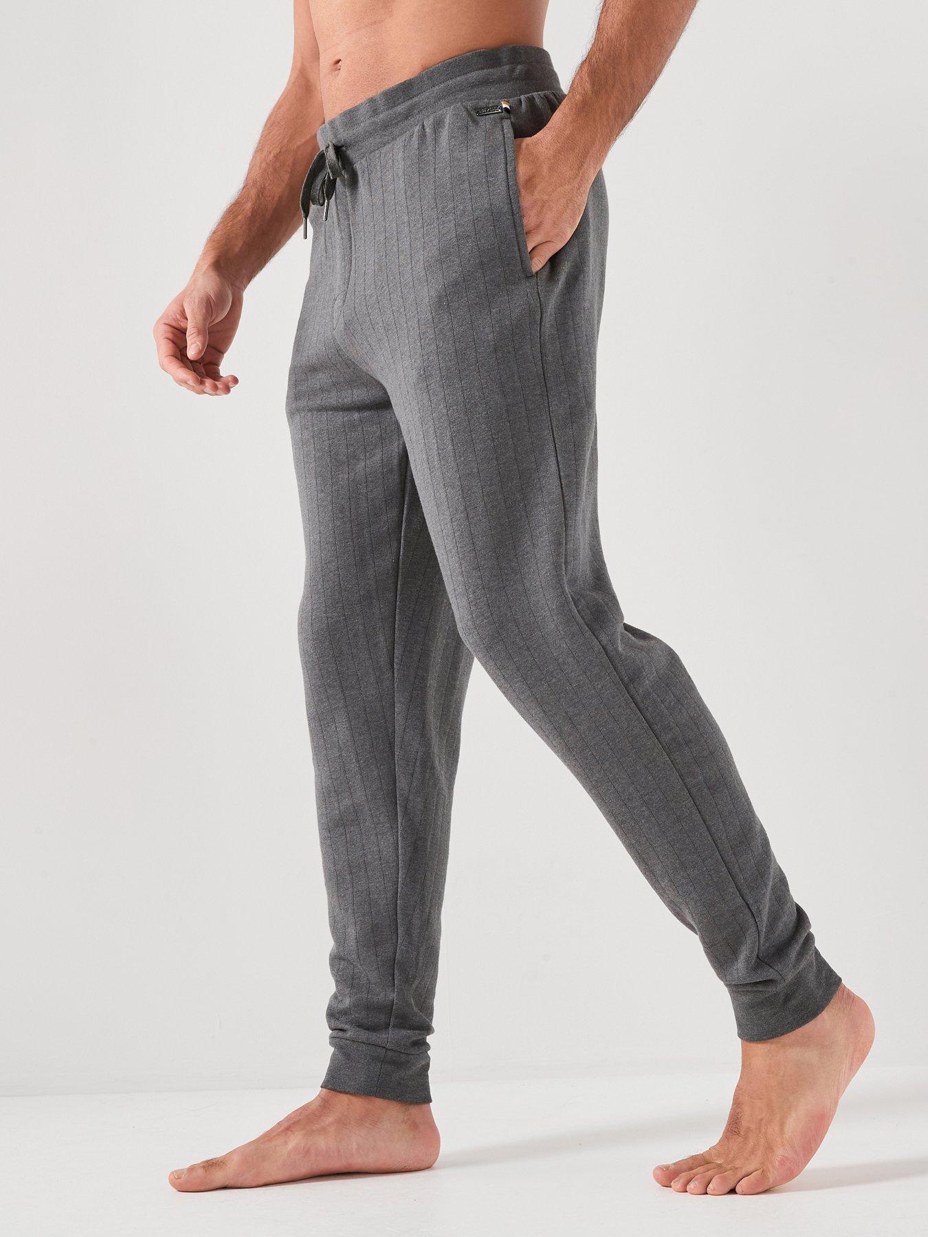 BOSS Bodywear Heritage Soft Self Stripe Cuff Pants - Grey