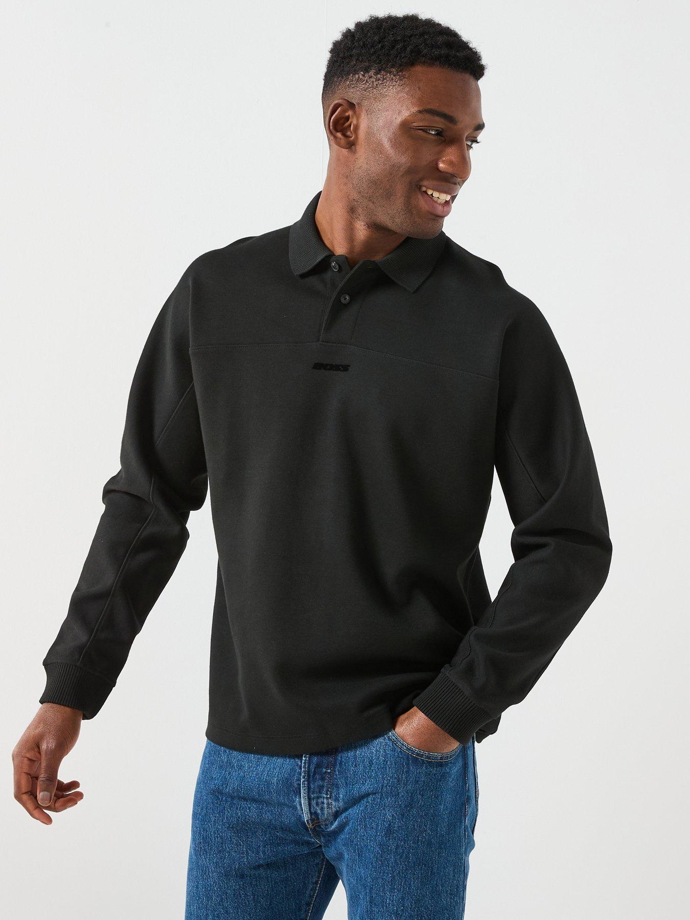 BOSS Pe_Heavylong Relaxed Fit Polo Shirt - Black