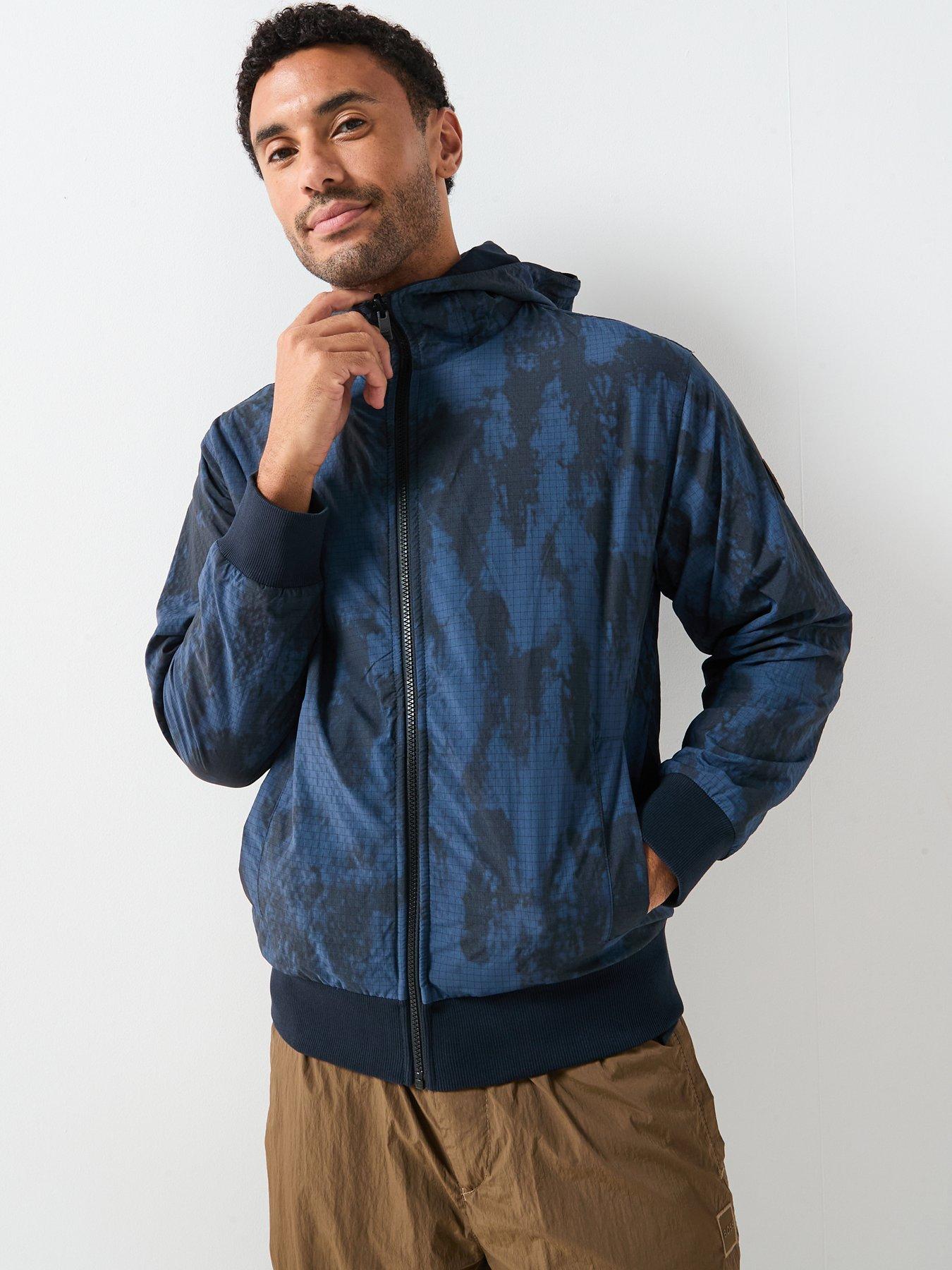 BOSS Ze_Explorerhood Relaxed Fit Reversible Camo Lightweight Jacket - Navy