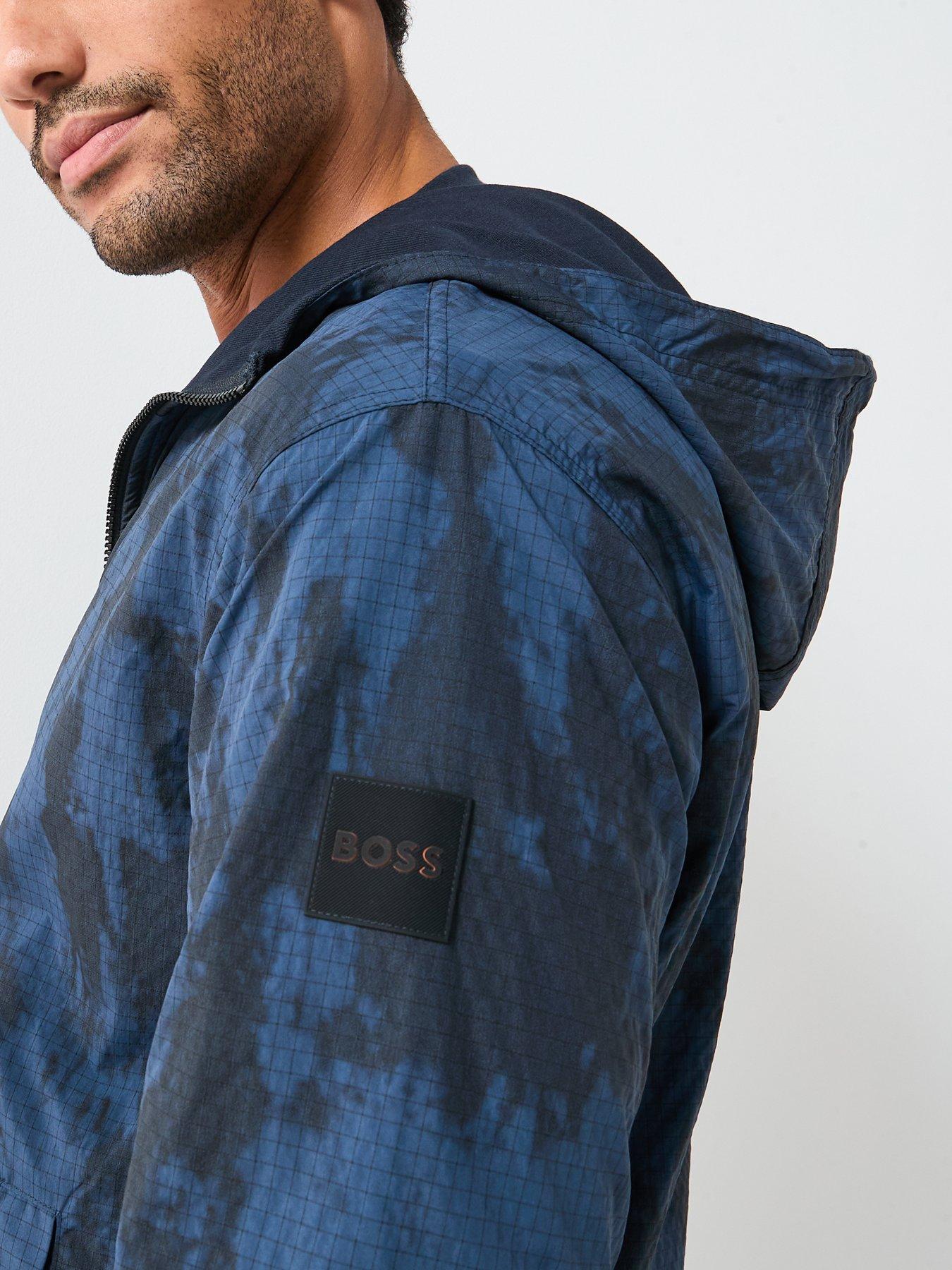 Image 4 of 6 of BOSS Boss Ze_explorerhood Relaxed Fit Reversible Camo Lightweight Jacket - Navy