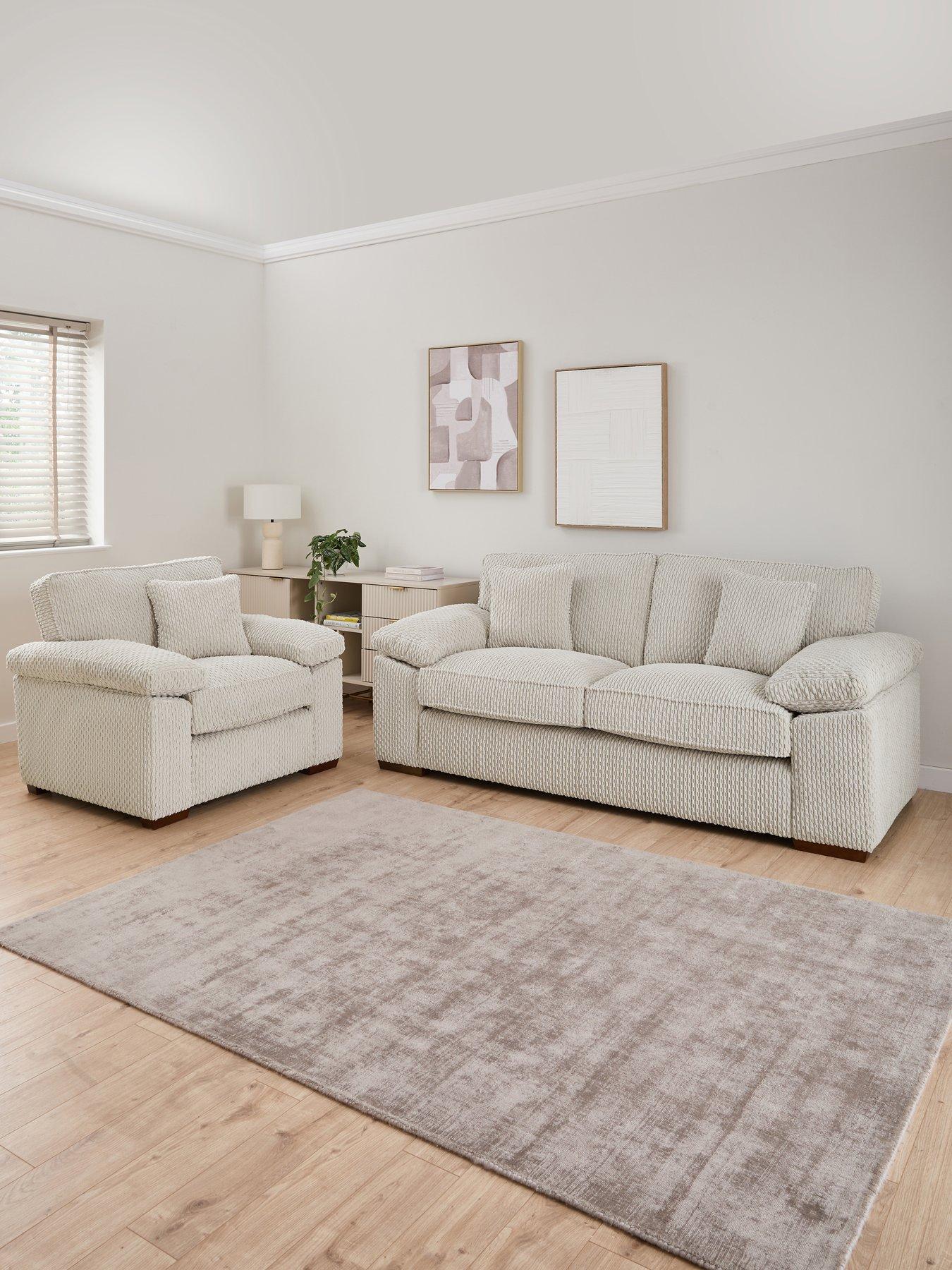 undefined Clayton 3 Seater Fabric Sofa + Chair - Made to Order in the UK