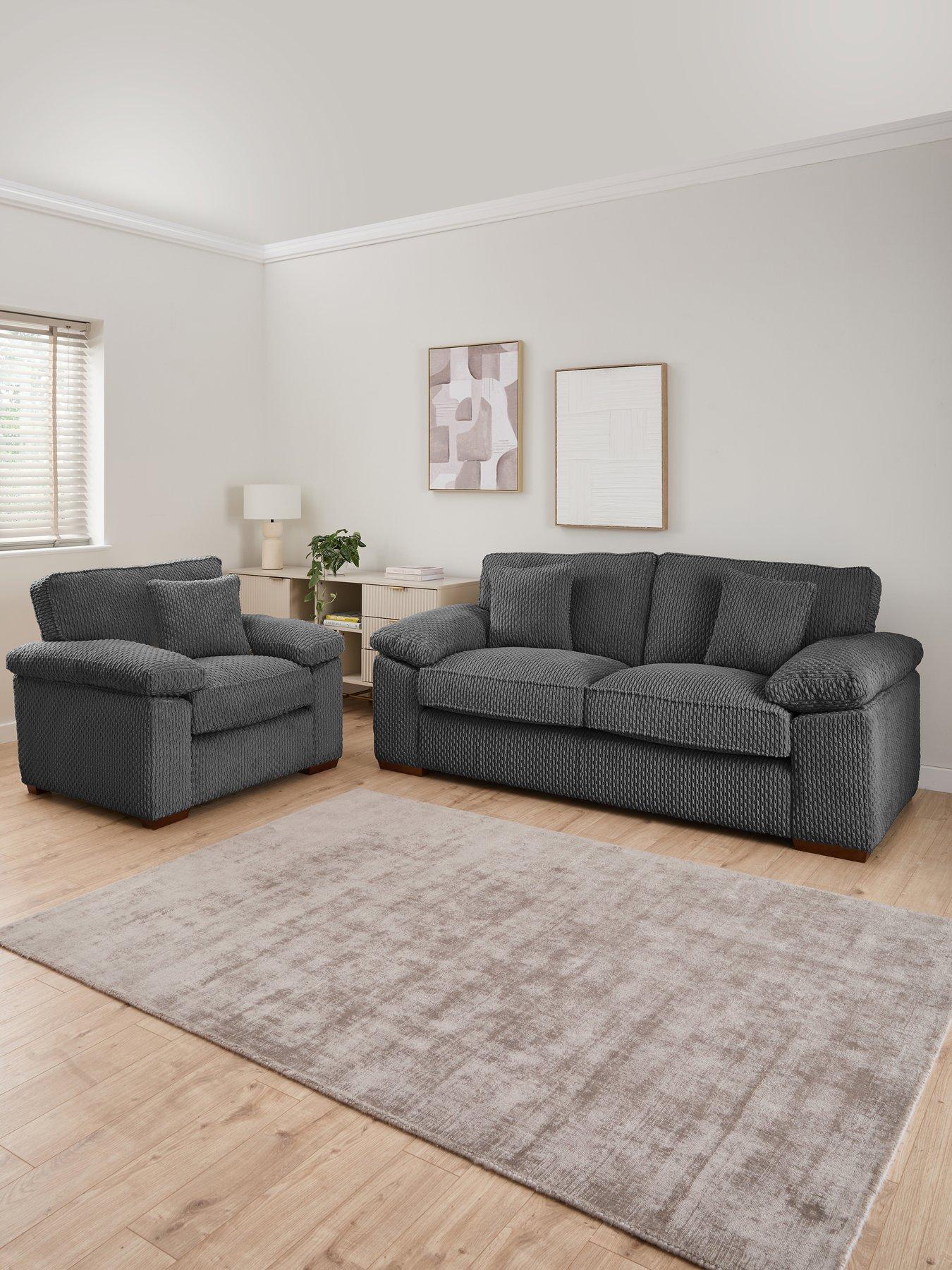 Very Home Clayton 3 Seater Fabric Sofa + Chair - Made to Order in the UK