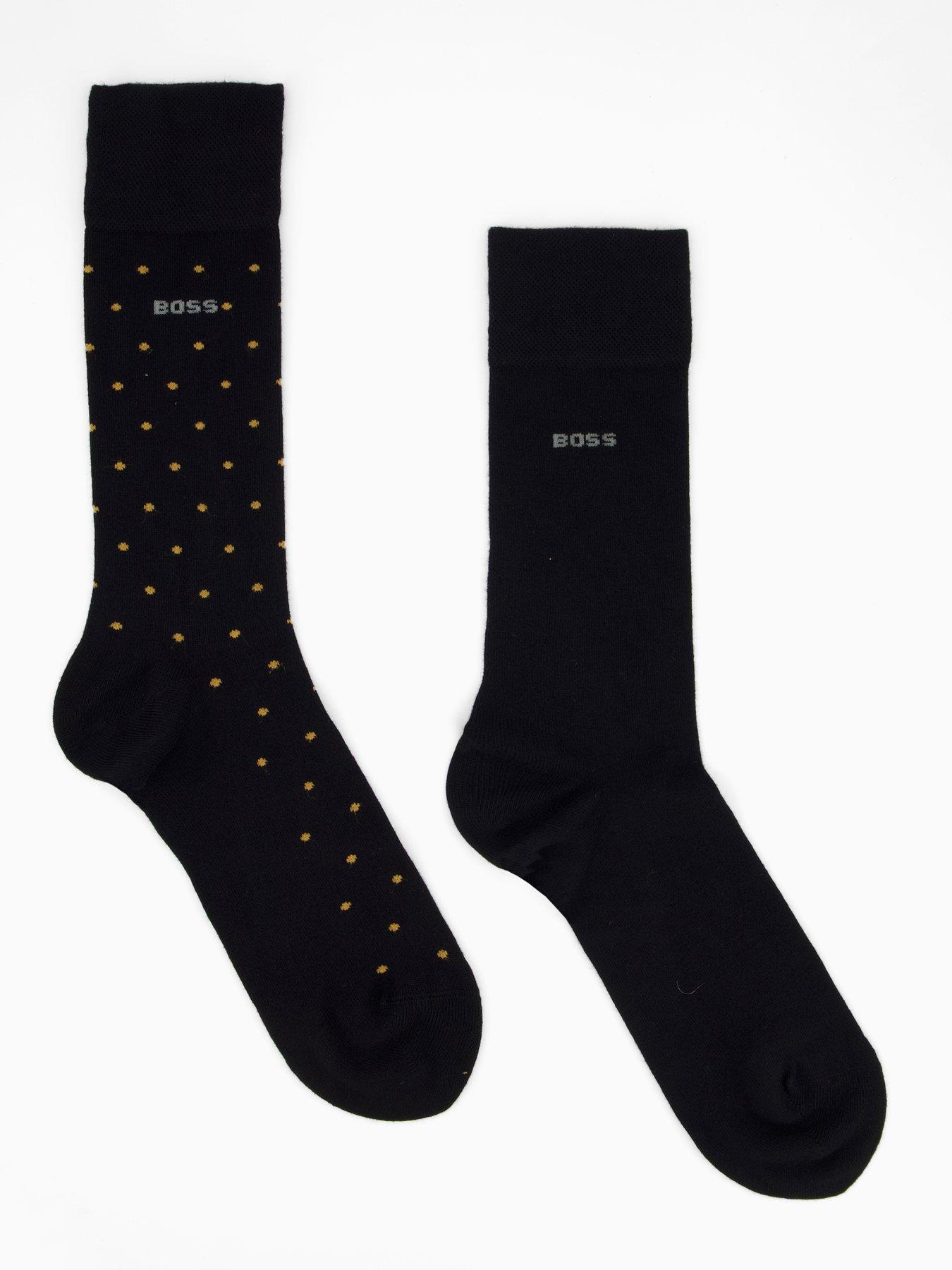 BOSS Bodywear 2 Pack Mini Dot Bamboo Crew Socks - Black