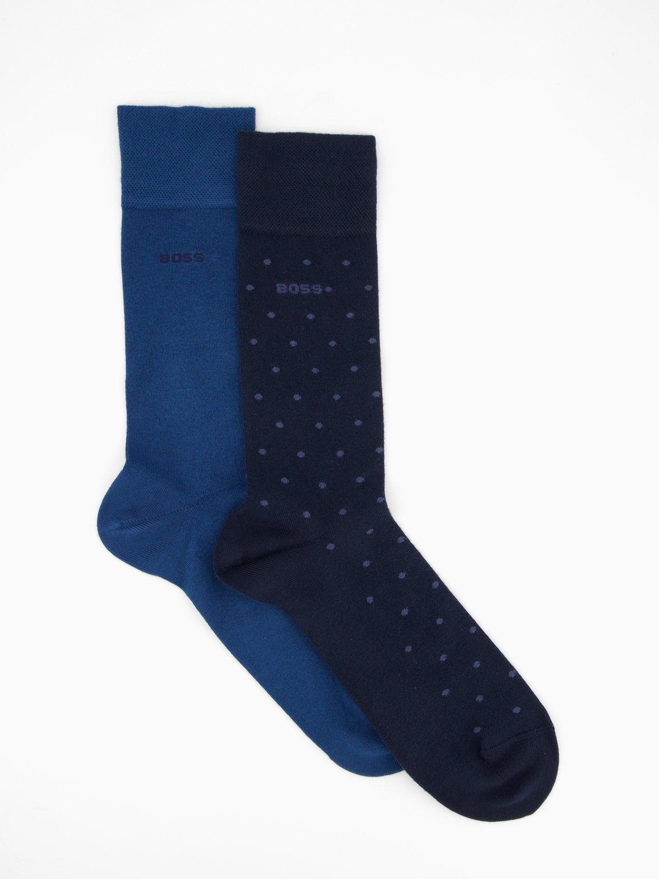 undefined Bodywear 2 Pack Mini Dot Bamboo Crew Socks - Blue