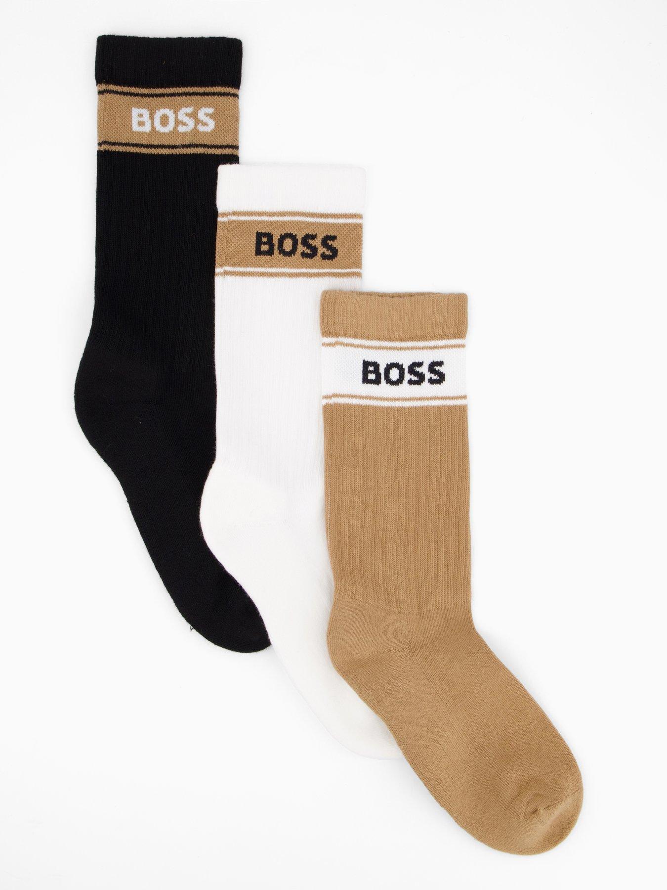BOSS 3 Pack Logo Trim Crew Sports Socks - Assorted