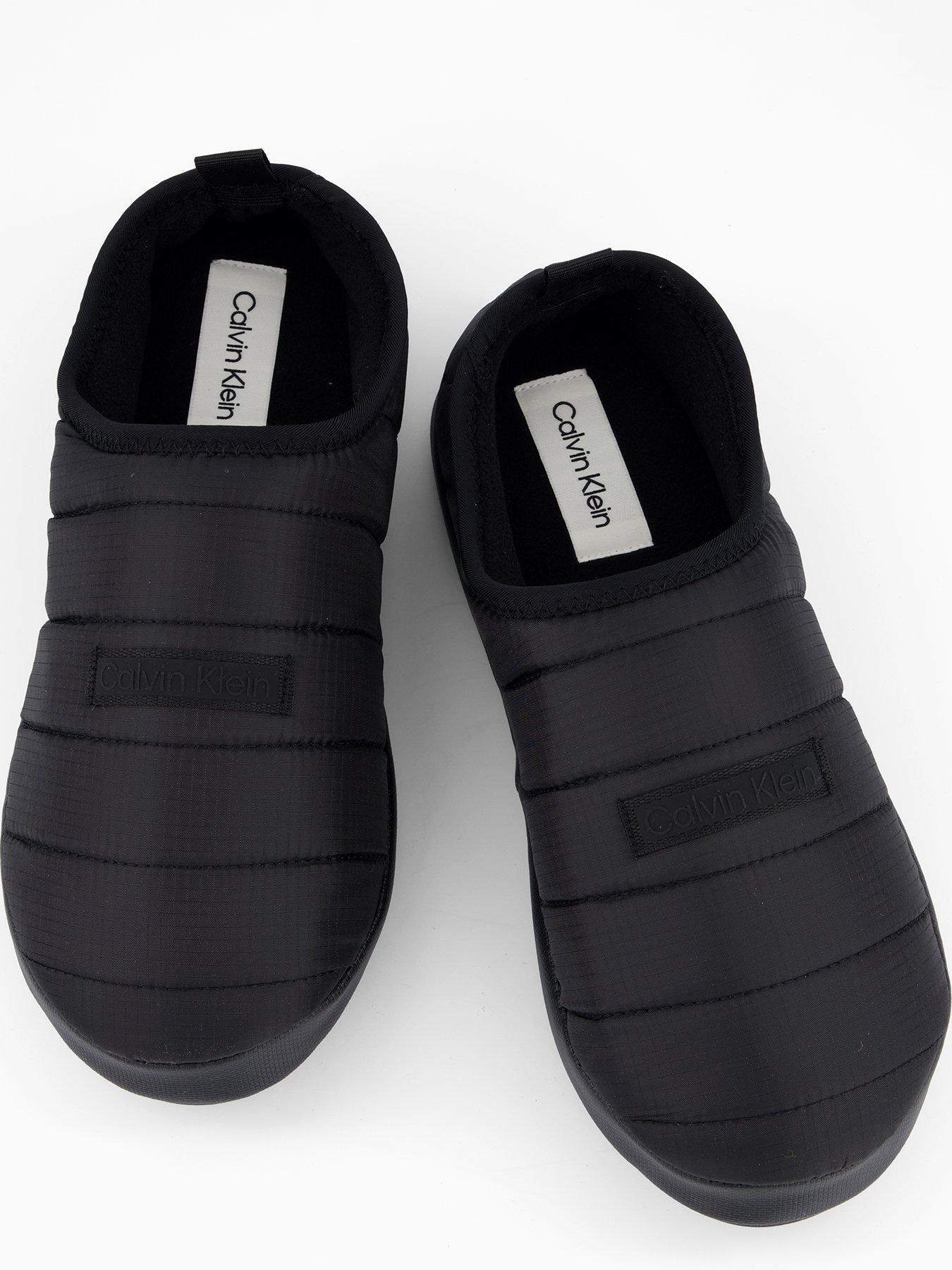  image of calvin-klein-ripstop-logo-patch-slippers-black
