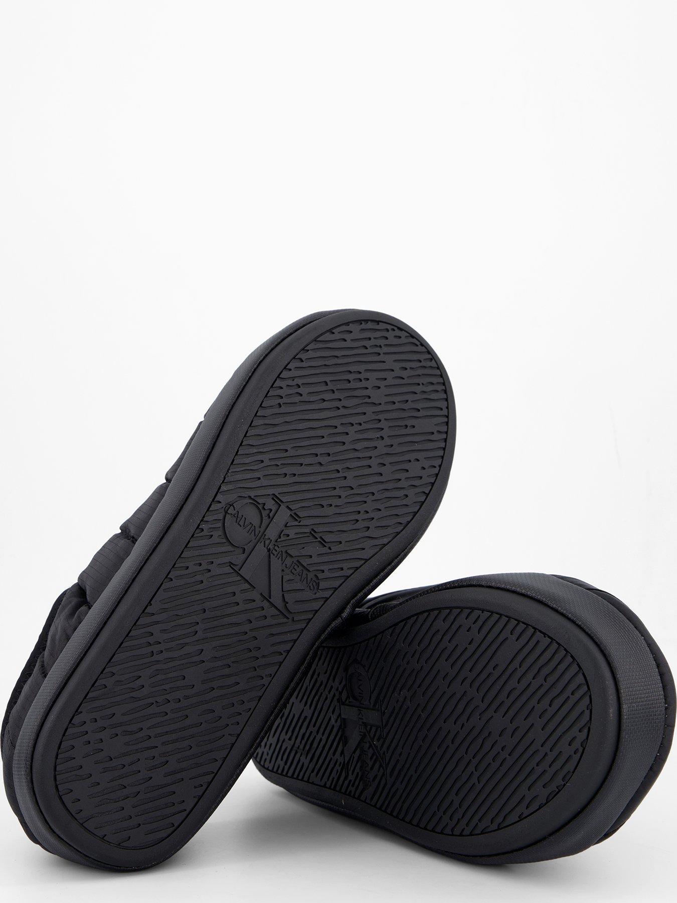 image of calvin-klein-ripstop-logo-patch-slippers-black
