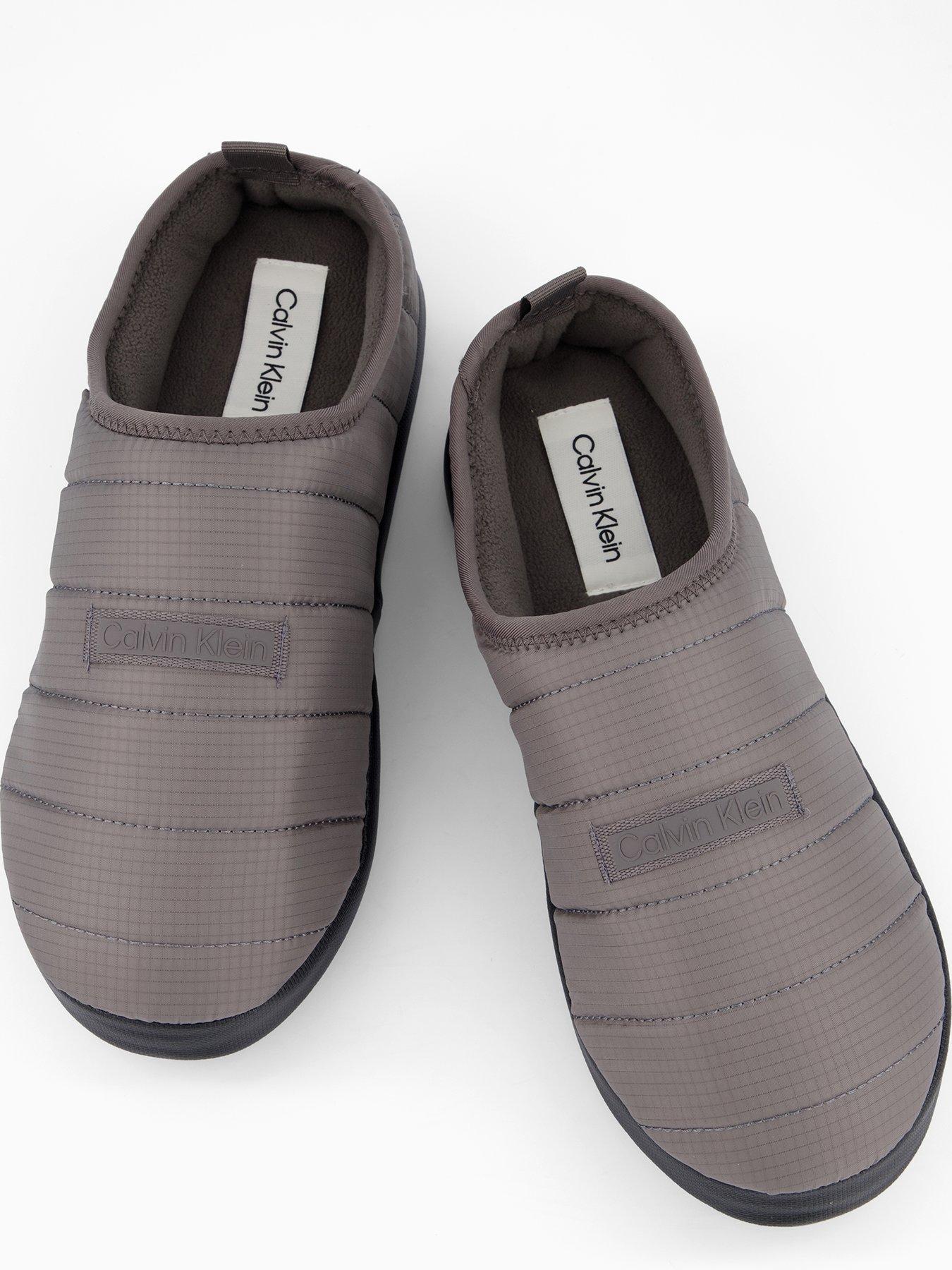  image of calvin-klein-ripstop-logo-patch-slippers-black