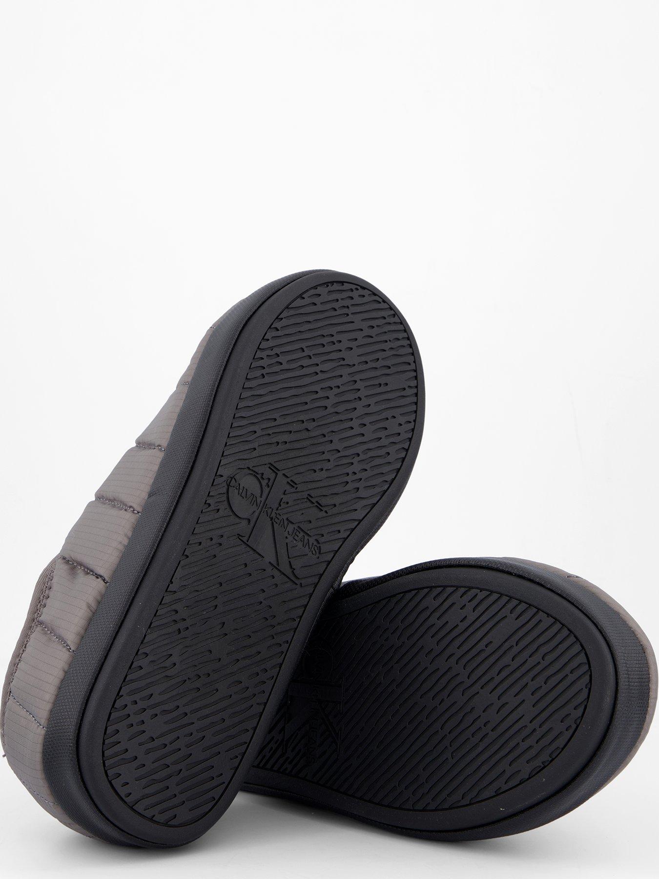  image of calvin-klein-ripstop-logo-patch-slippers-black