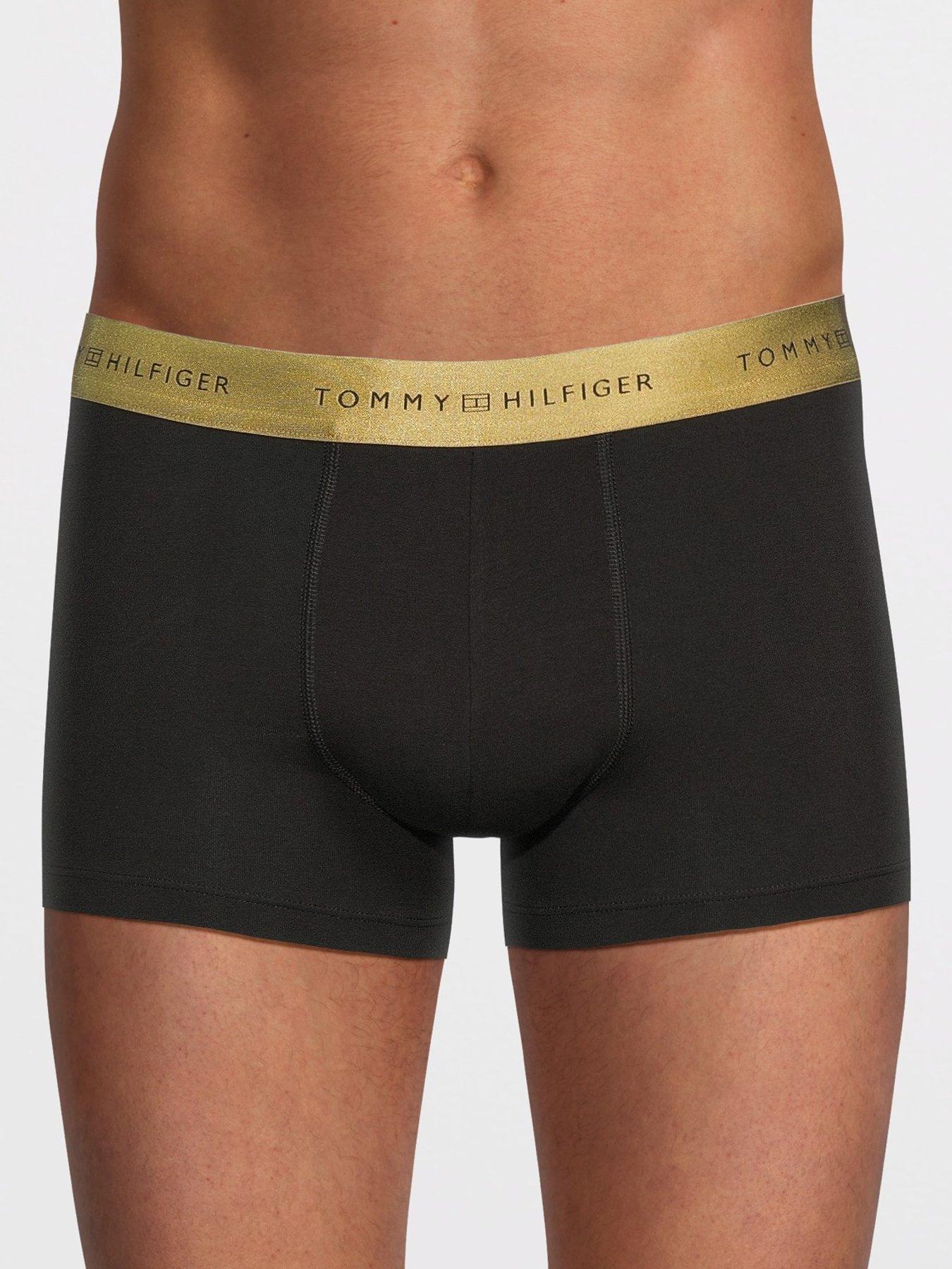 stillFront image of tommy-hilfiger-3-pack-gold-waistband-signature-trunks-black