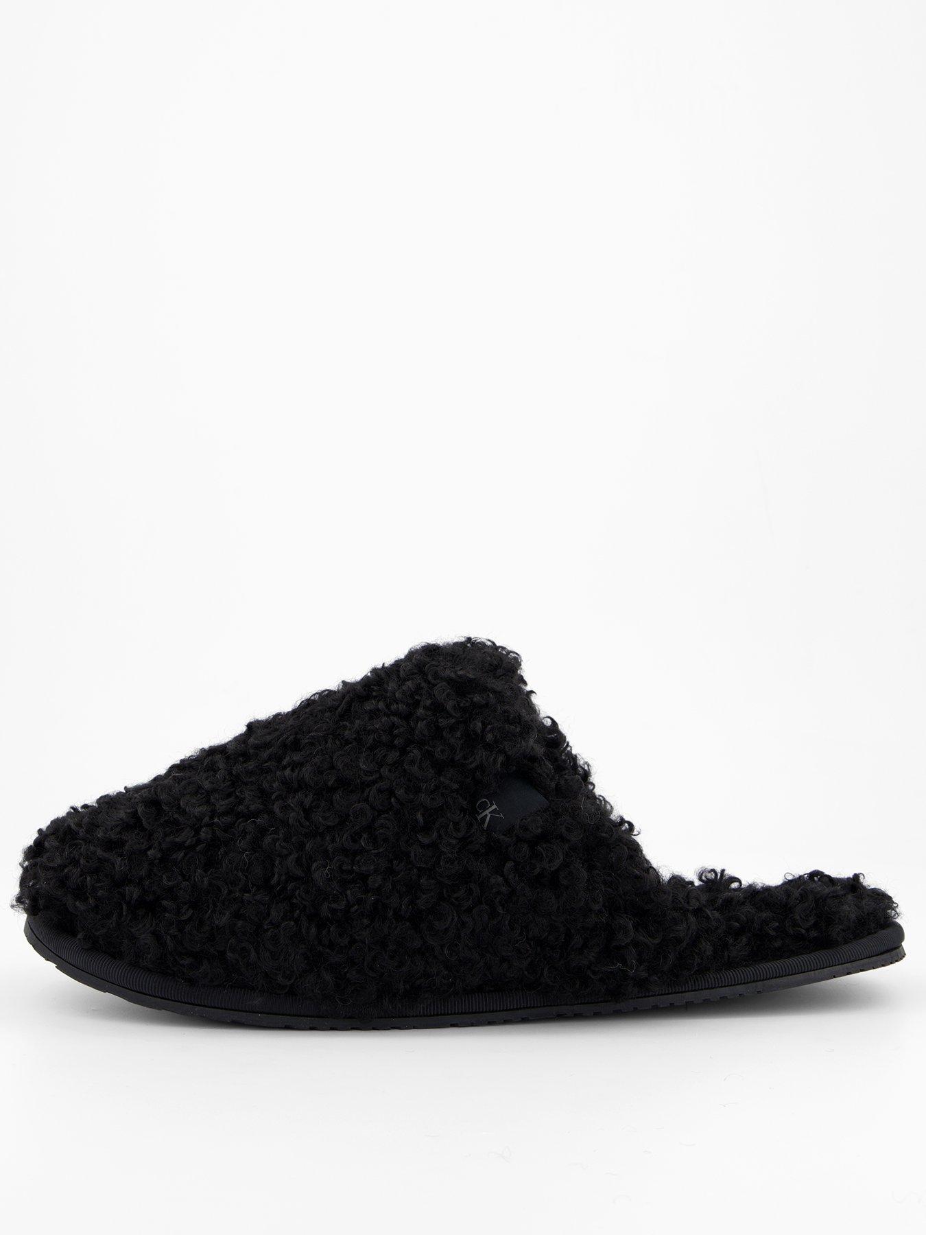  image of calvin-klein-faux-fur-teddy-slipper-black