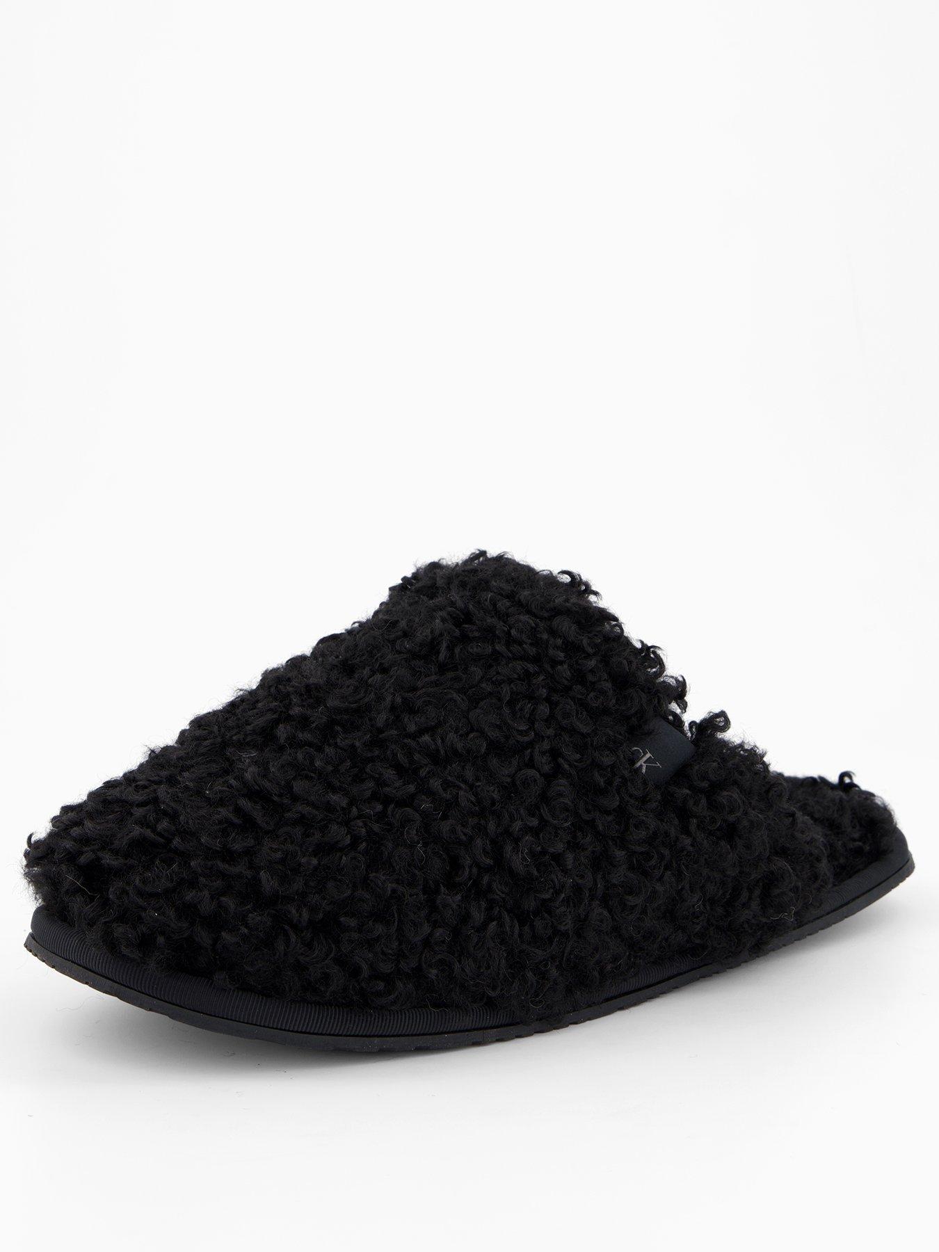  image of calvin-klein-faux-fur-teddy-slipper-black