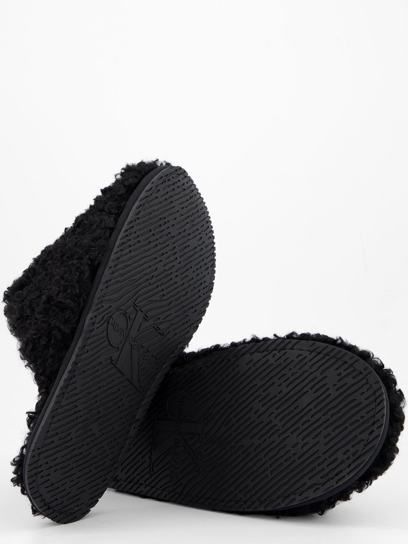  image of calvin-klein-faux-fur-teddy-slipper-black