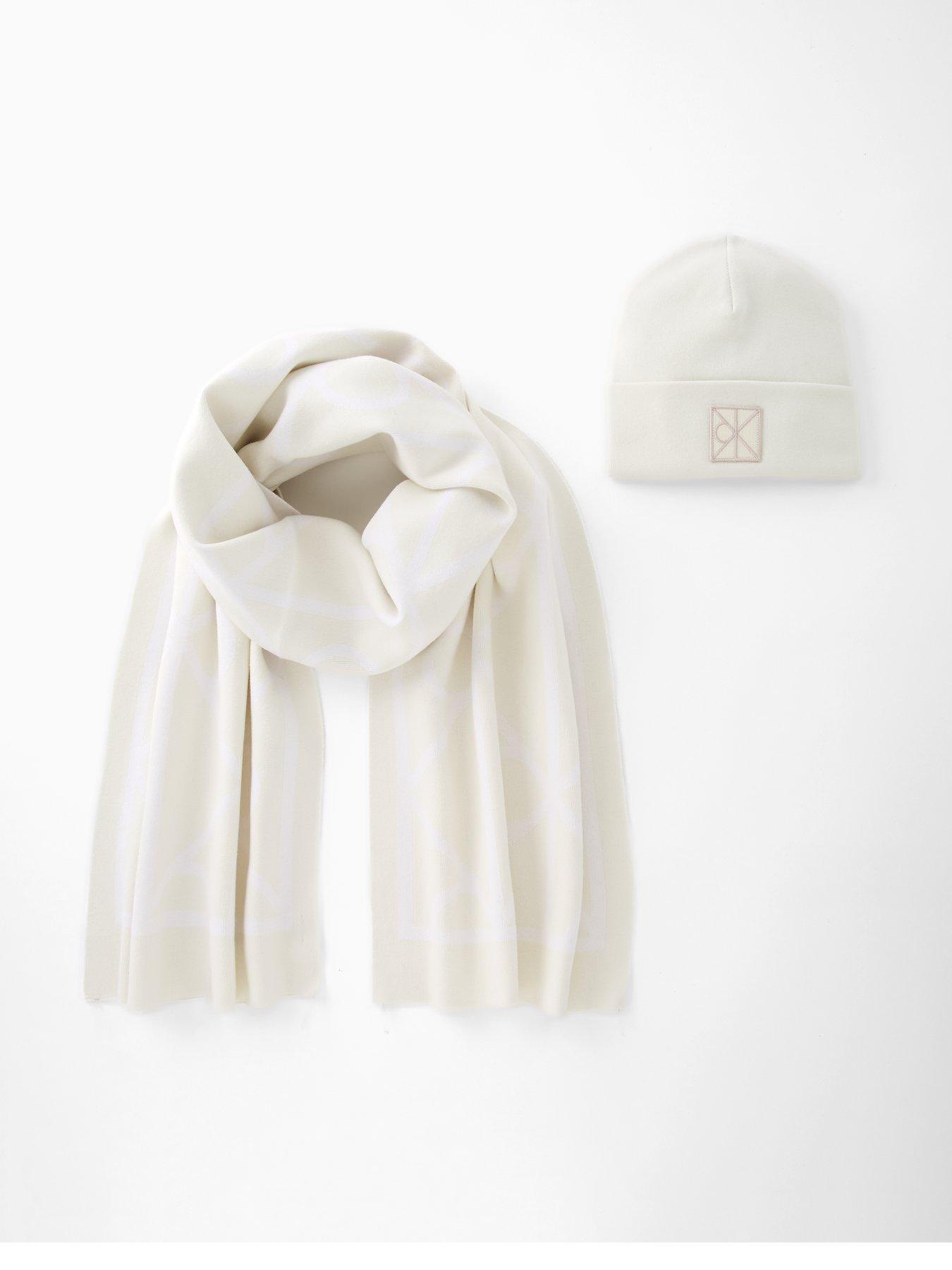 Calvin Klein Ck Beanie And Scarf Set - White
