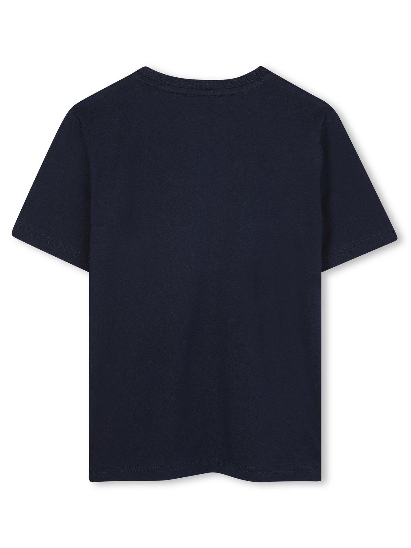  image of boss-boys-print-logo-short-sleeve-t-shirt-navy