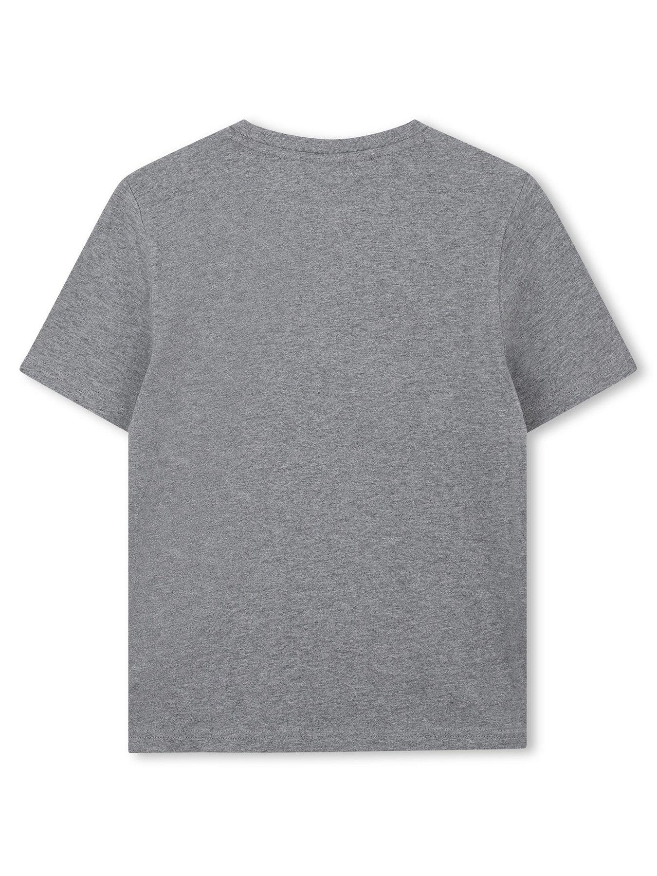 back image of boss-boys-short-sleeve-logo-t-shirt-grey
