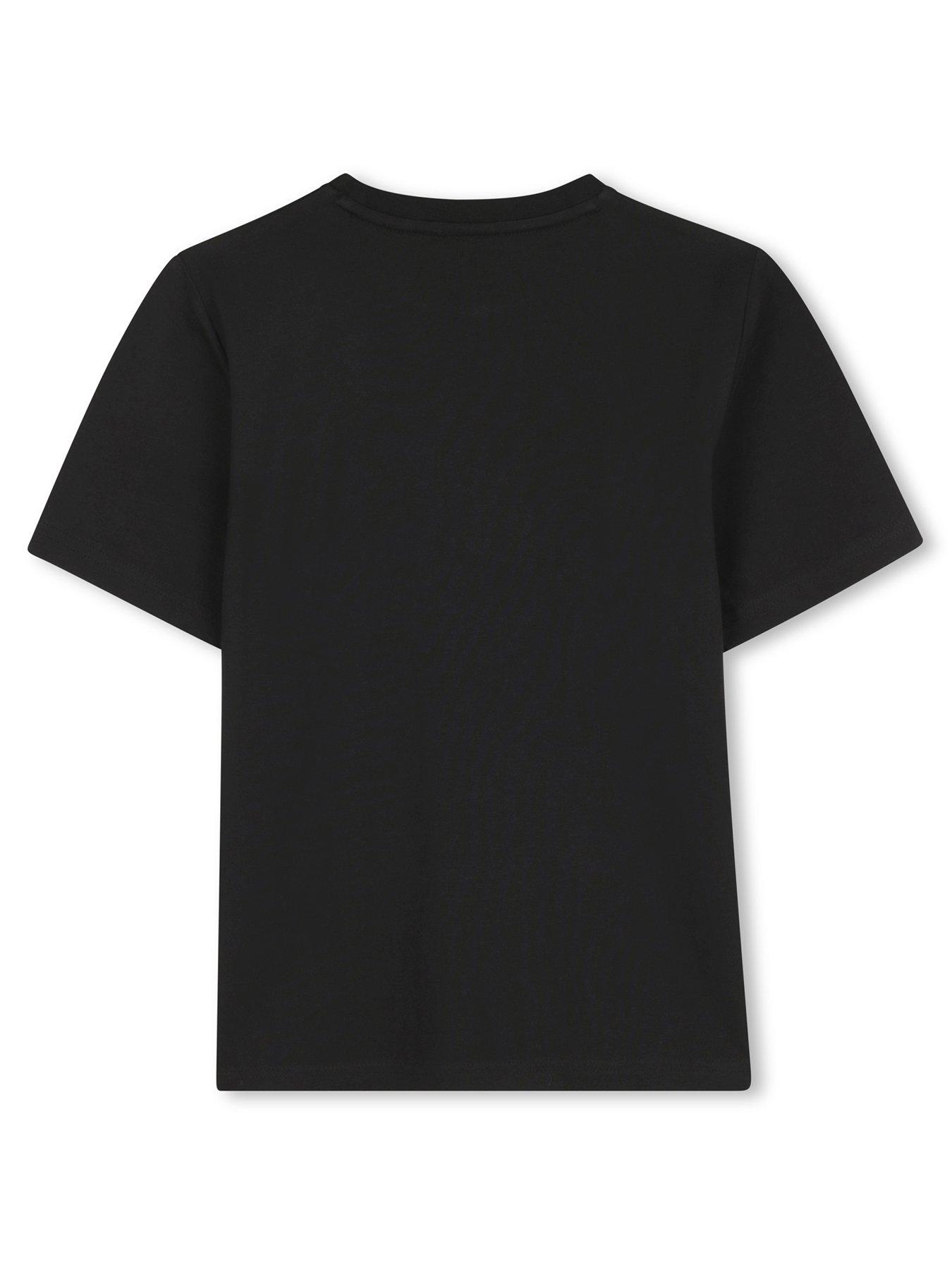 back image of boss-boys-short-sleeve-logo-t-shirt-black