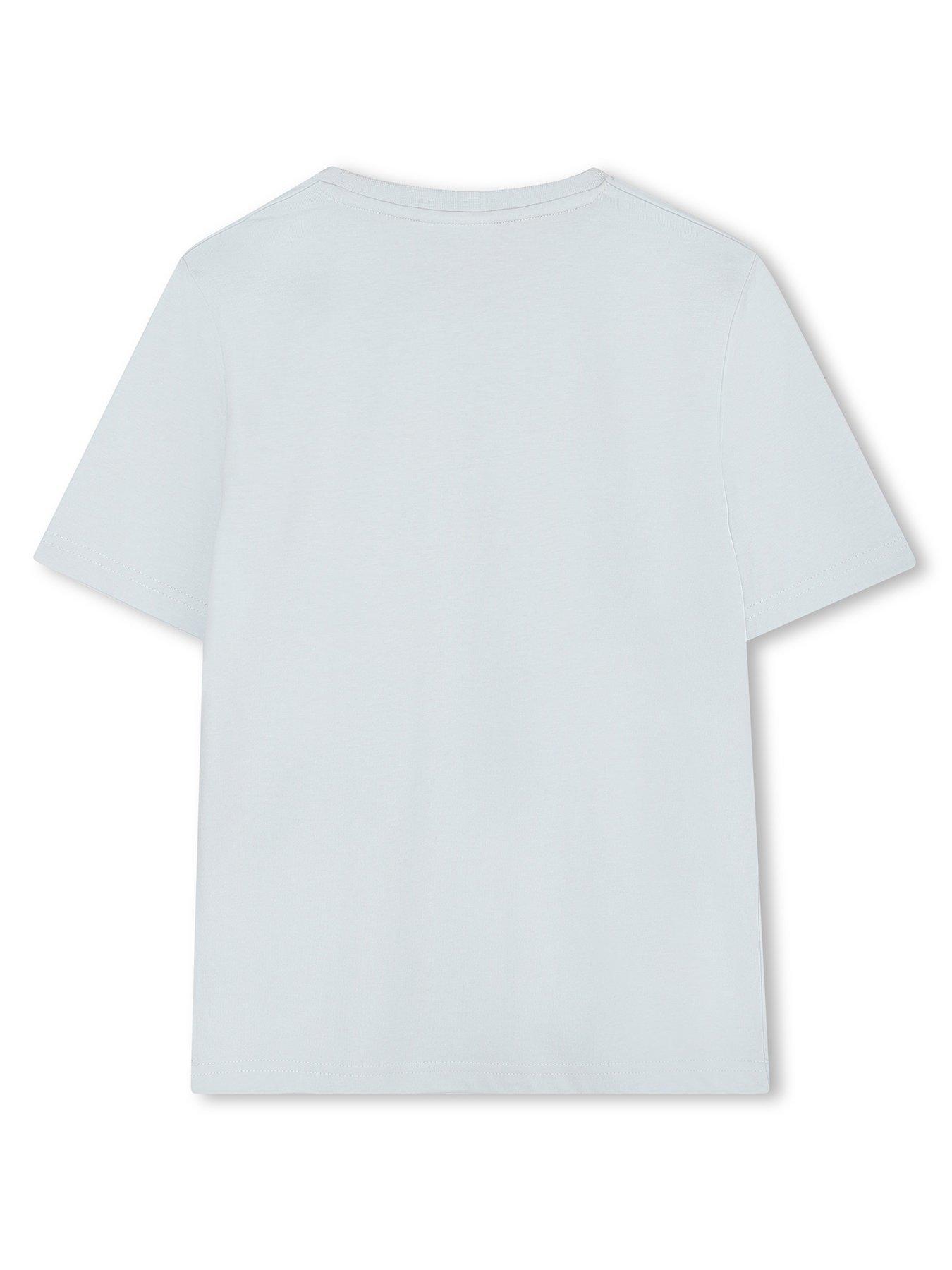 back image of boss-boys-multi-logo-short-sleeve-t-shirt-light-blue