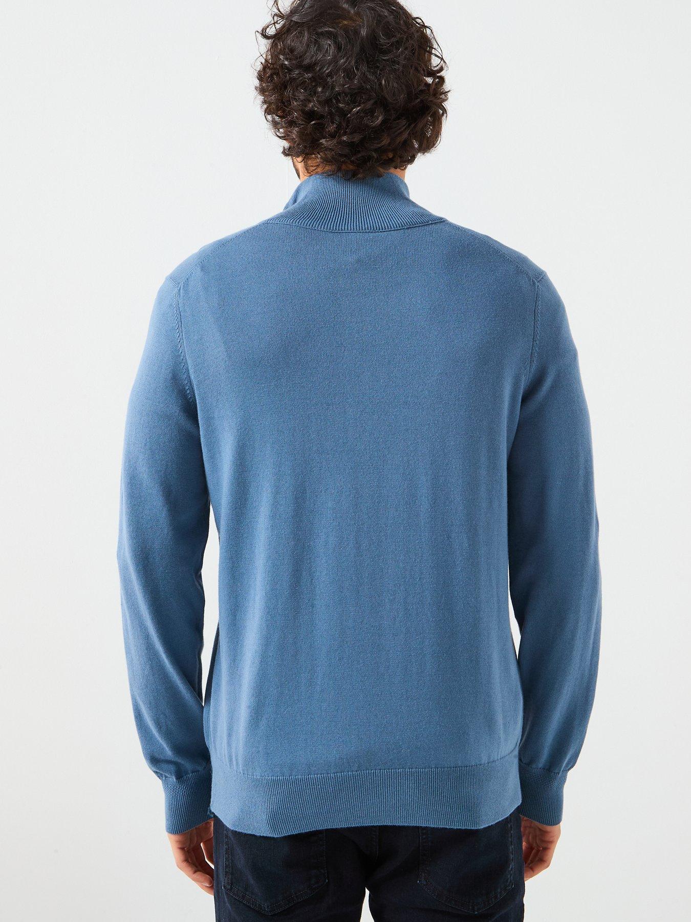 Image 2 of 6 of BOSS Kanobix S Regular Fit 1/4 Zip Knitted Jumper - Blue