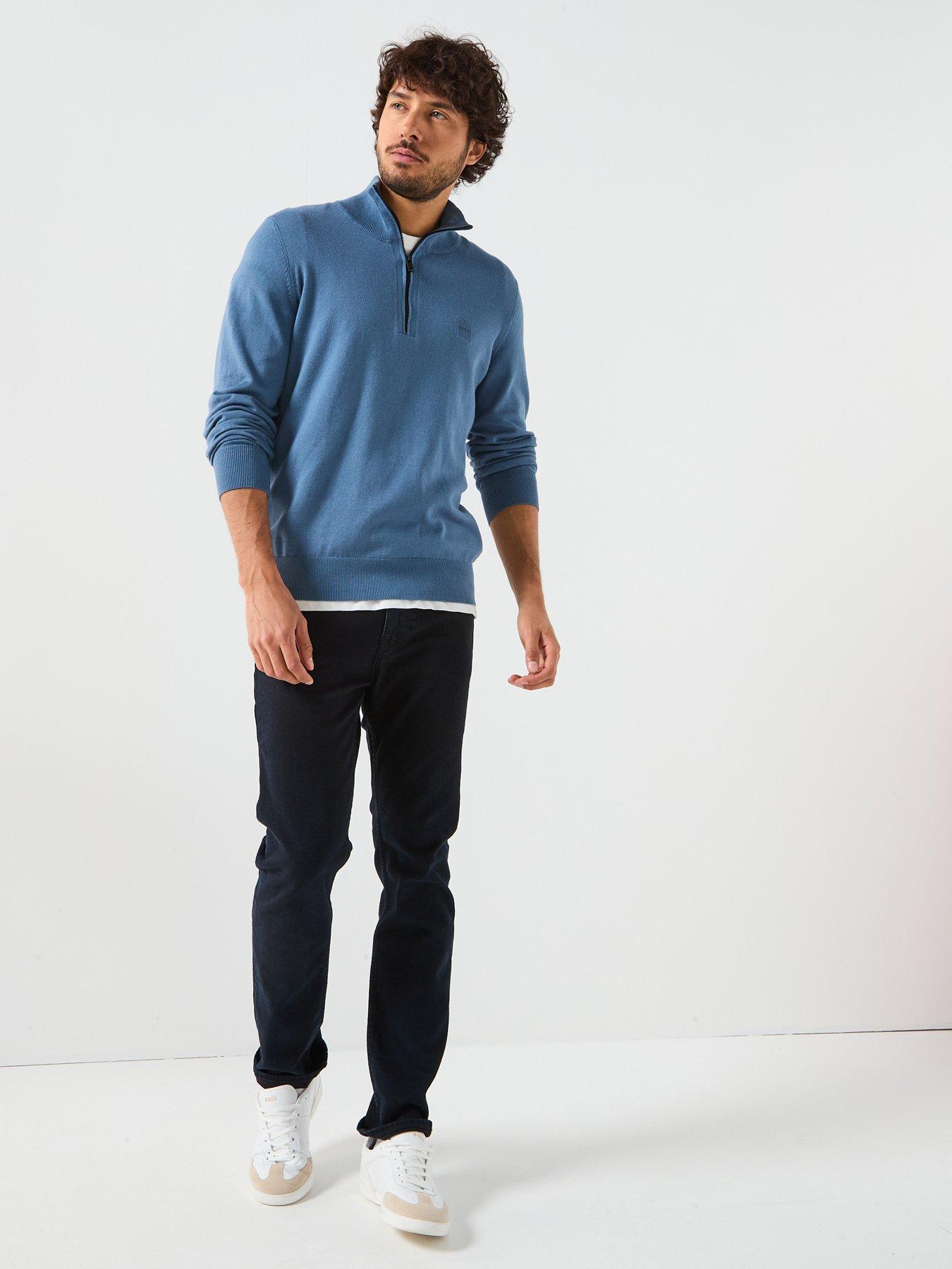 Image 3 of 6 of BOSS Kanobix S Regular Fit 1/4 Zip Knitted Jumper - Blue