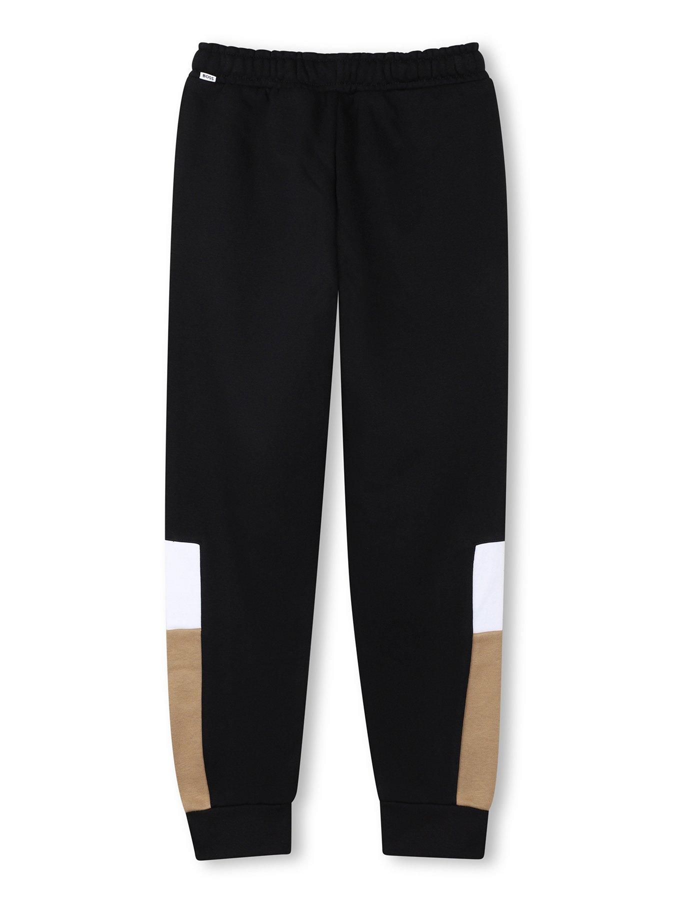 back image of boss-boys-colour-block-jogging-bottoms-black