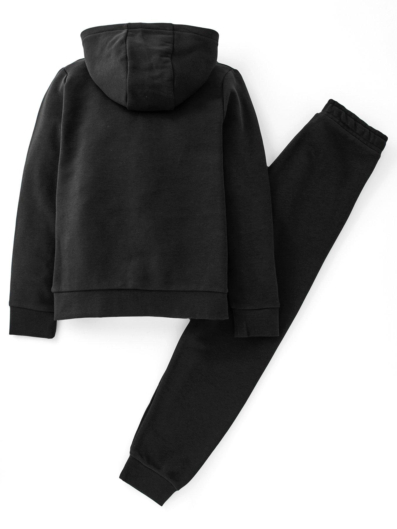 back image of boss-boys-zip-through-hoodie-tracksuit-black