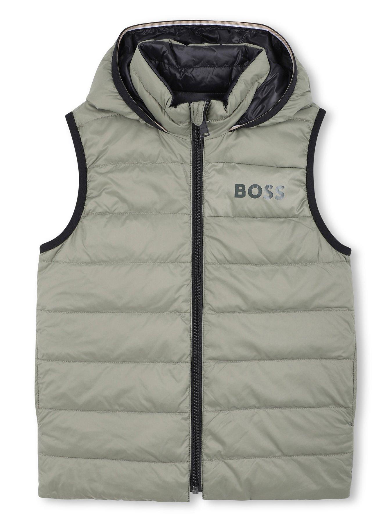 Image 1 of 6 of BOSS Boys Reversible Gilet - Black/Green