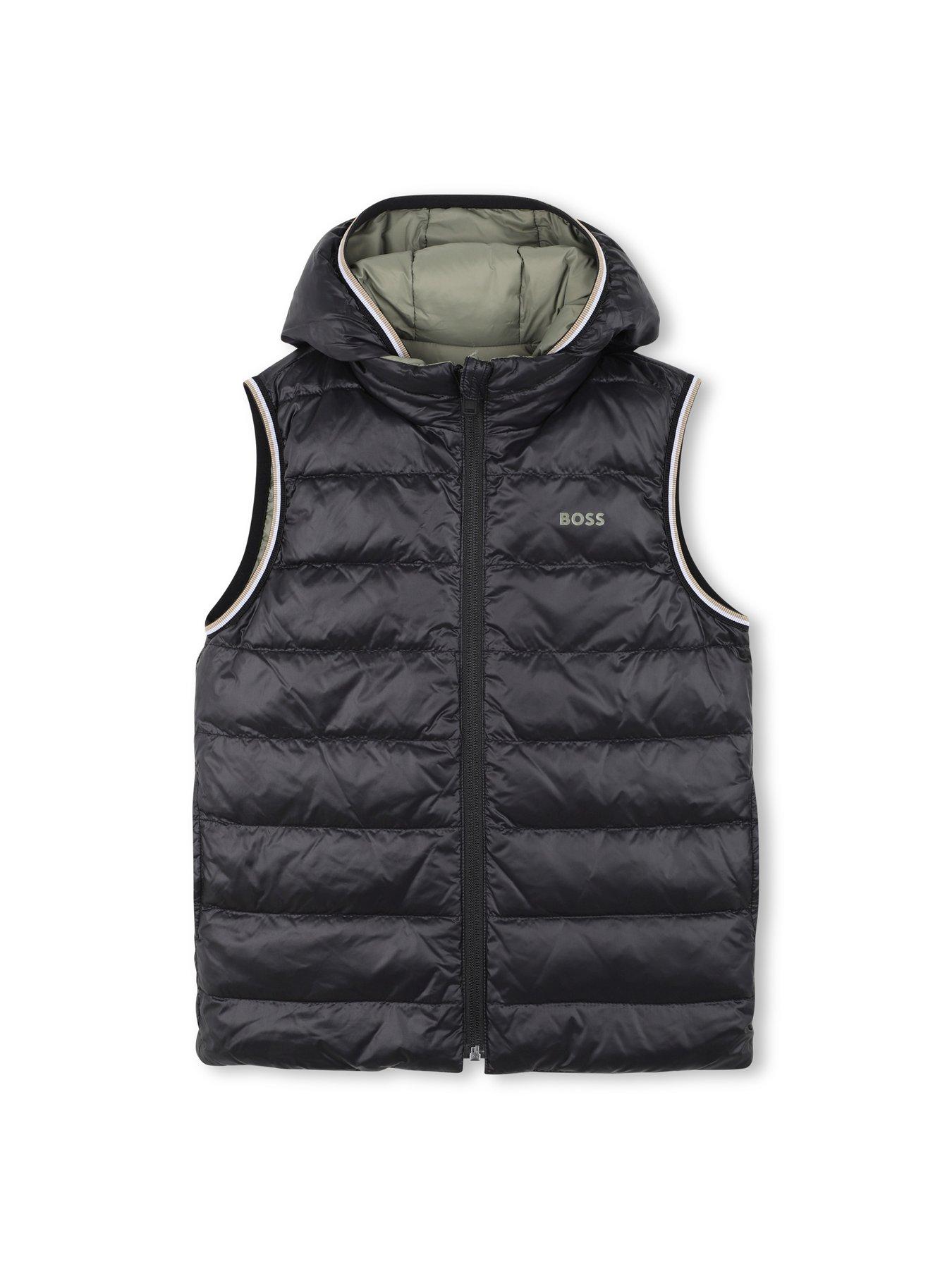 Image 3 of 6 of BOSS Boys Reversible Gilet - Black/Green