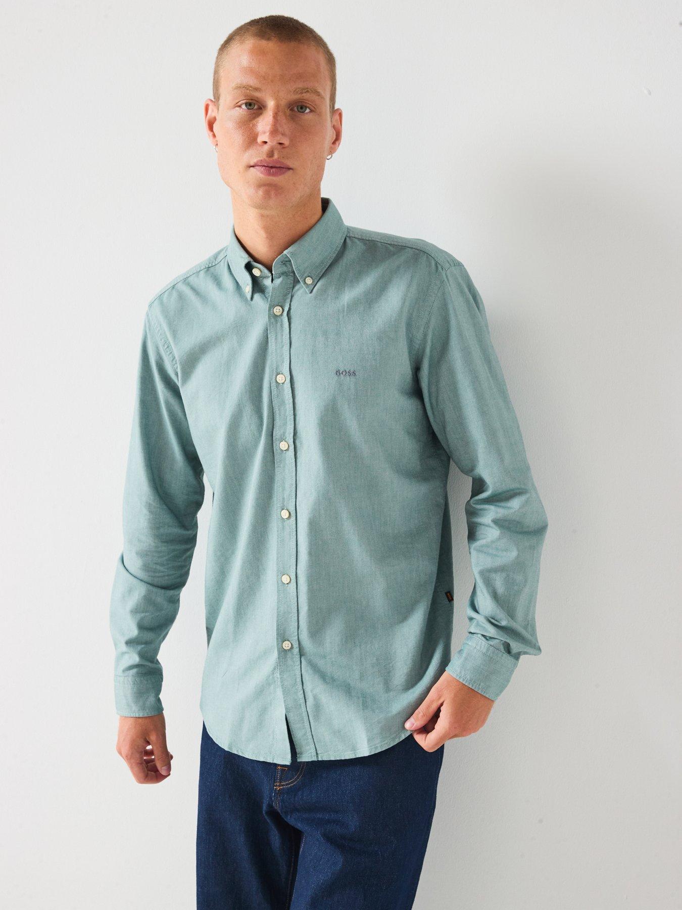 Image 5 of 6 of BOSS Rickert Button Down Regular Fit Oxford Shirt - Green
