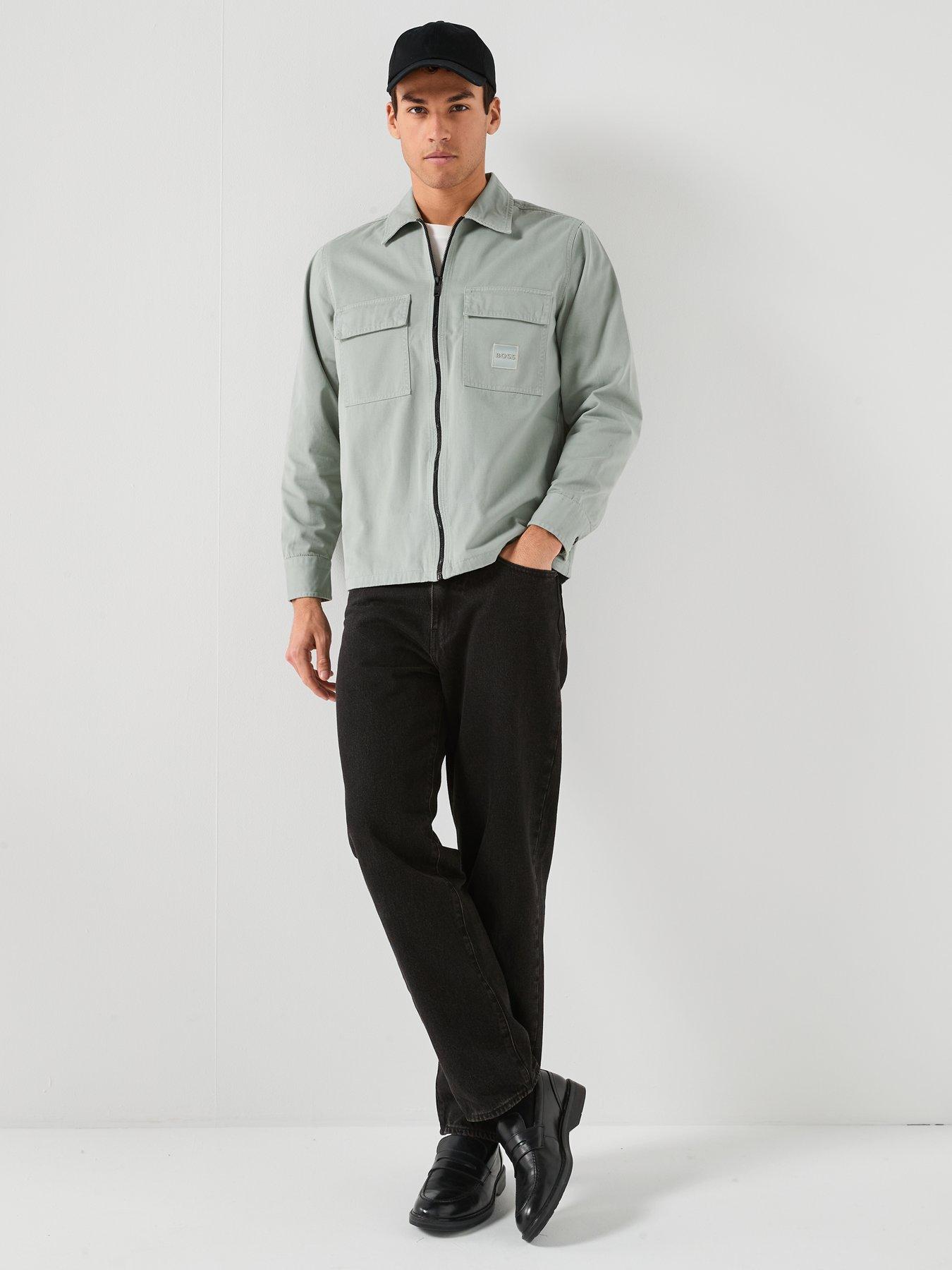 Image 3 of 6 of BOSS Oversize Fit Zip Overshirt - Light Green