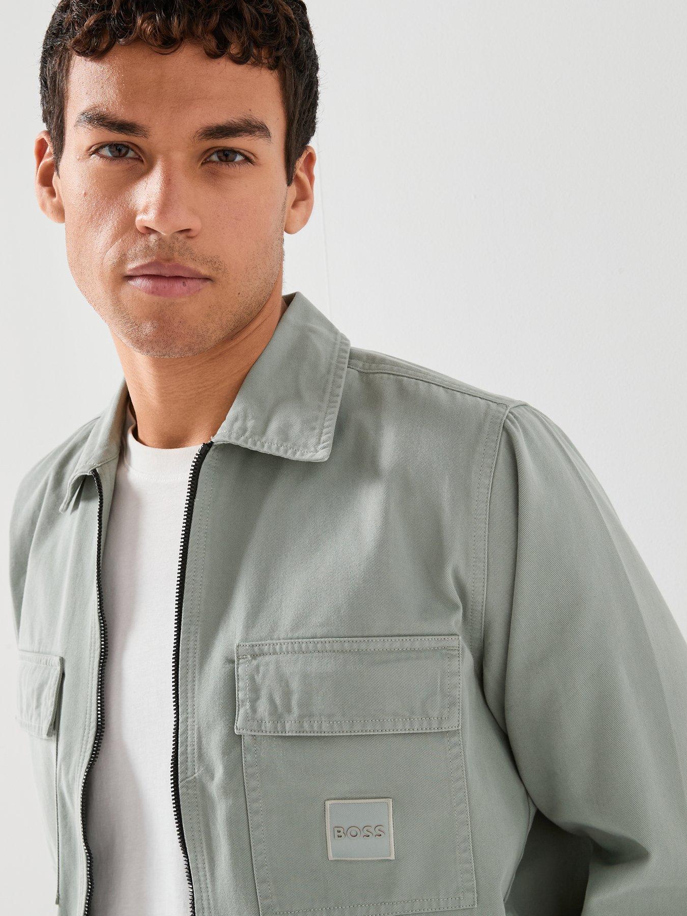 Image 6 of 6 of BOSS Oversize Fit Zip Overshirt - Light Green