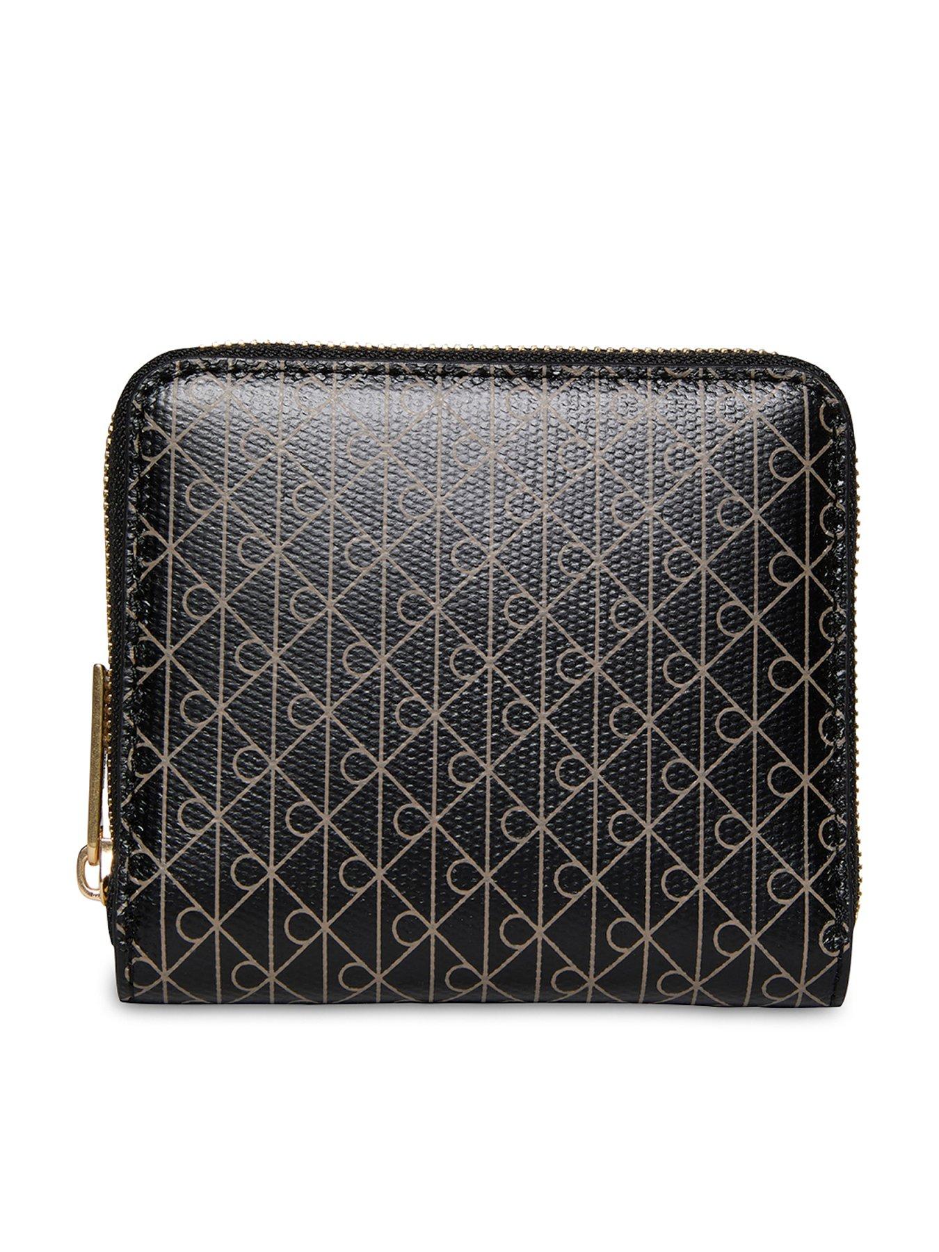 Image 1 of 1 of Calvin Klein Monogram Zipped Purse - Black