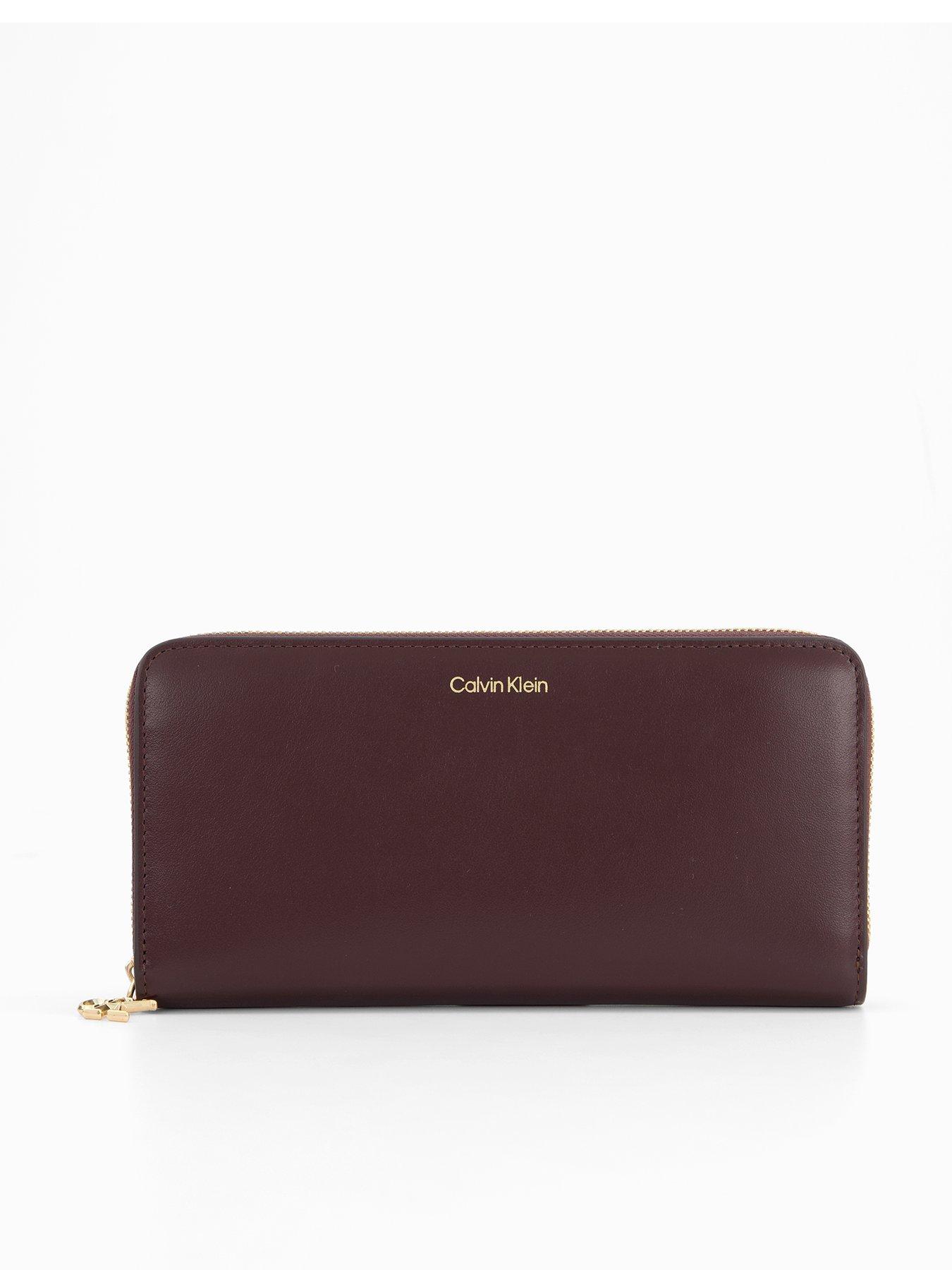 Calvin Klein Large Zip Around Purse - Brown