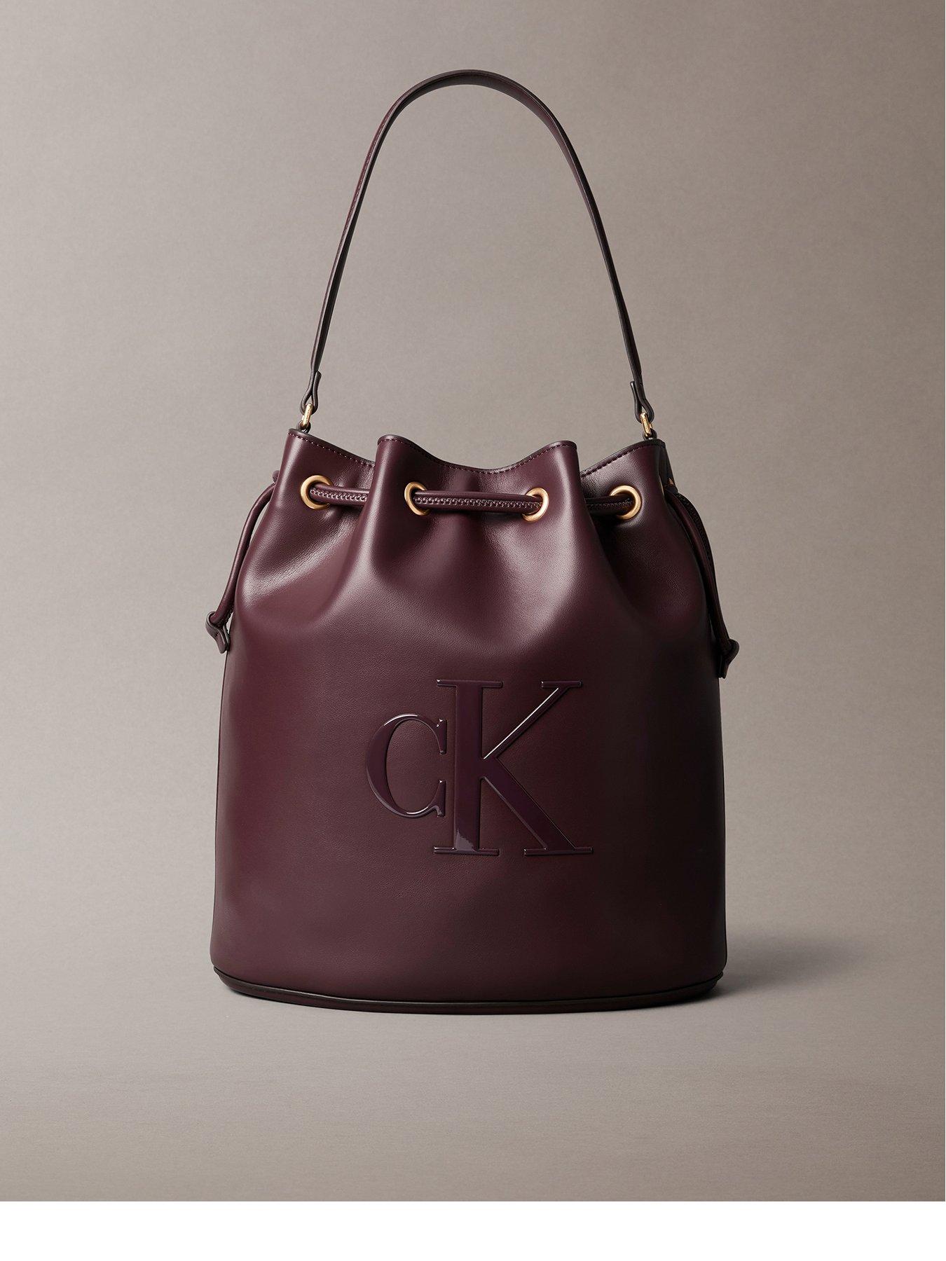 undefined Raised CK Logo Large Bucket Bag - Brown