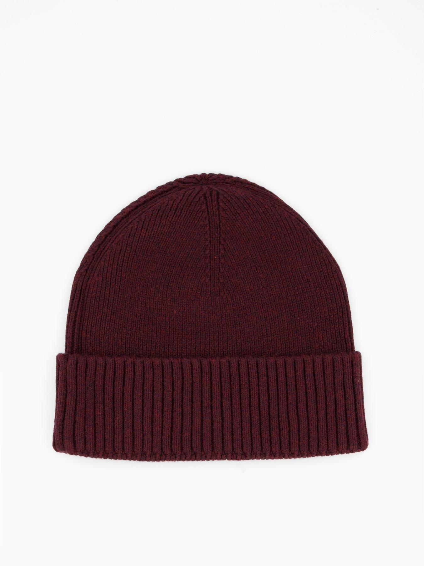Image 2 of 4 of Tommy Hilfiger Pima Cotton Flag Beanie Hat - Dark Red