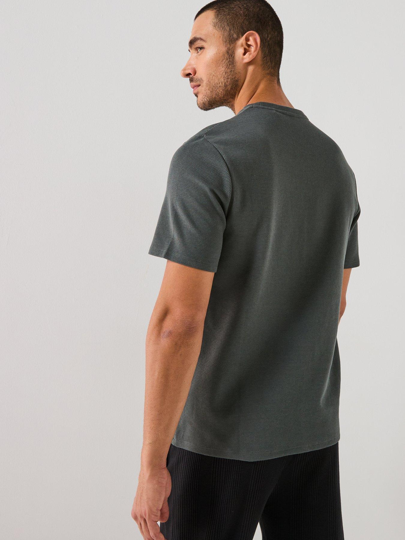stillFront image of boss-loungewear-waffle-t-shirt-grey