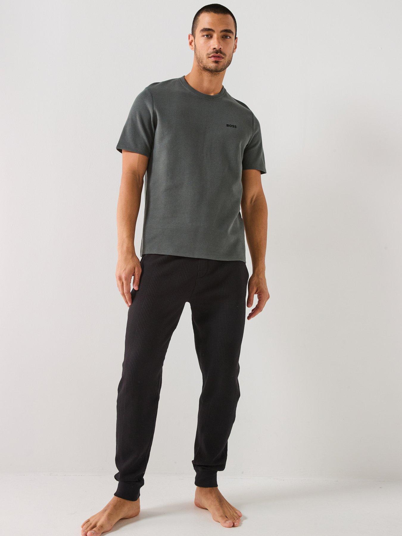  image of boss-loungewear-waffle-t-shirt-grey