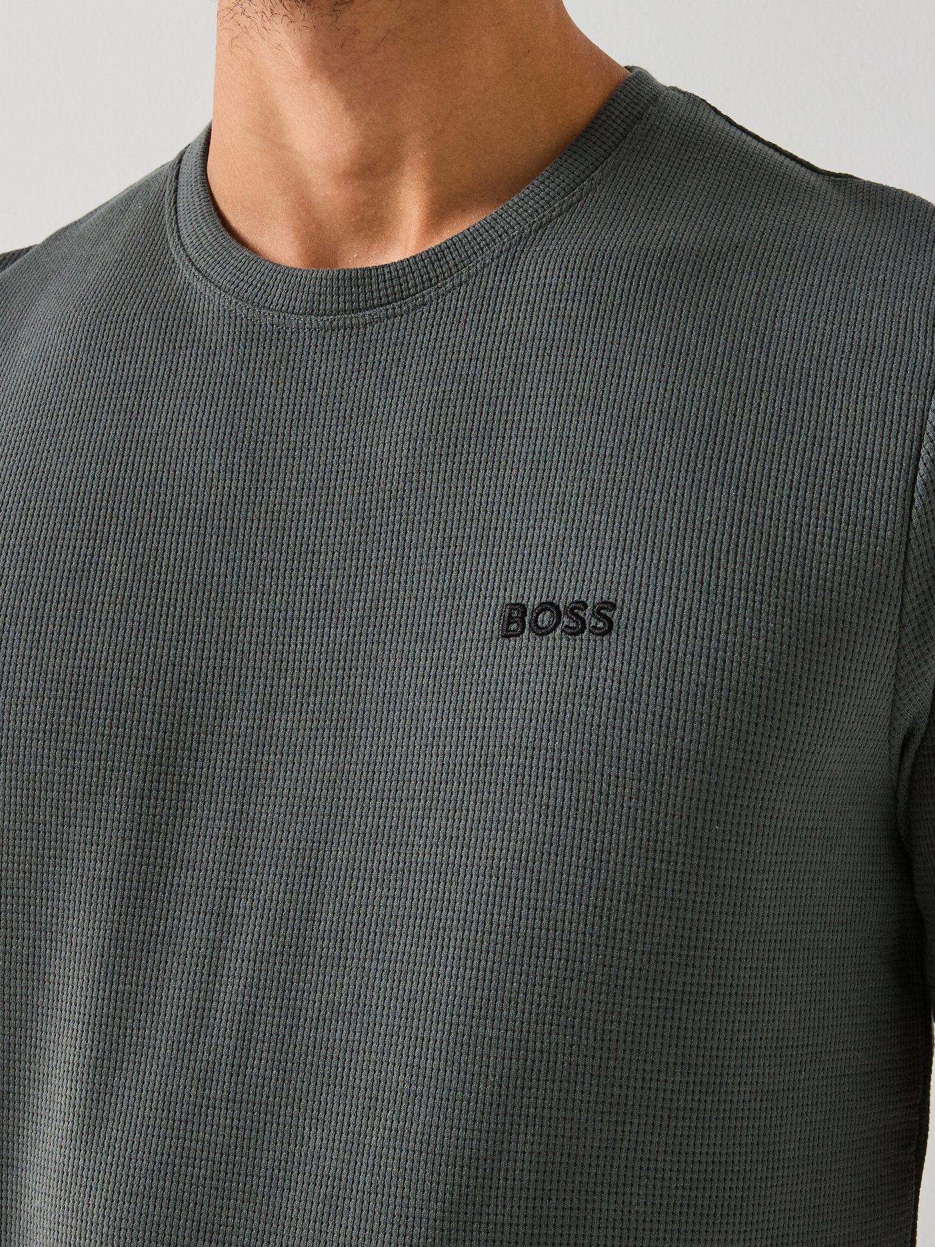  image of boss-loungewear-waffle-t-shirt-grey