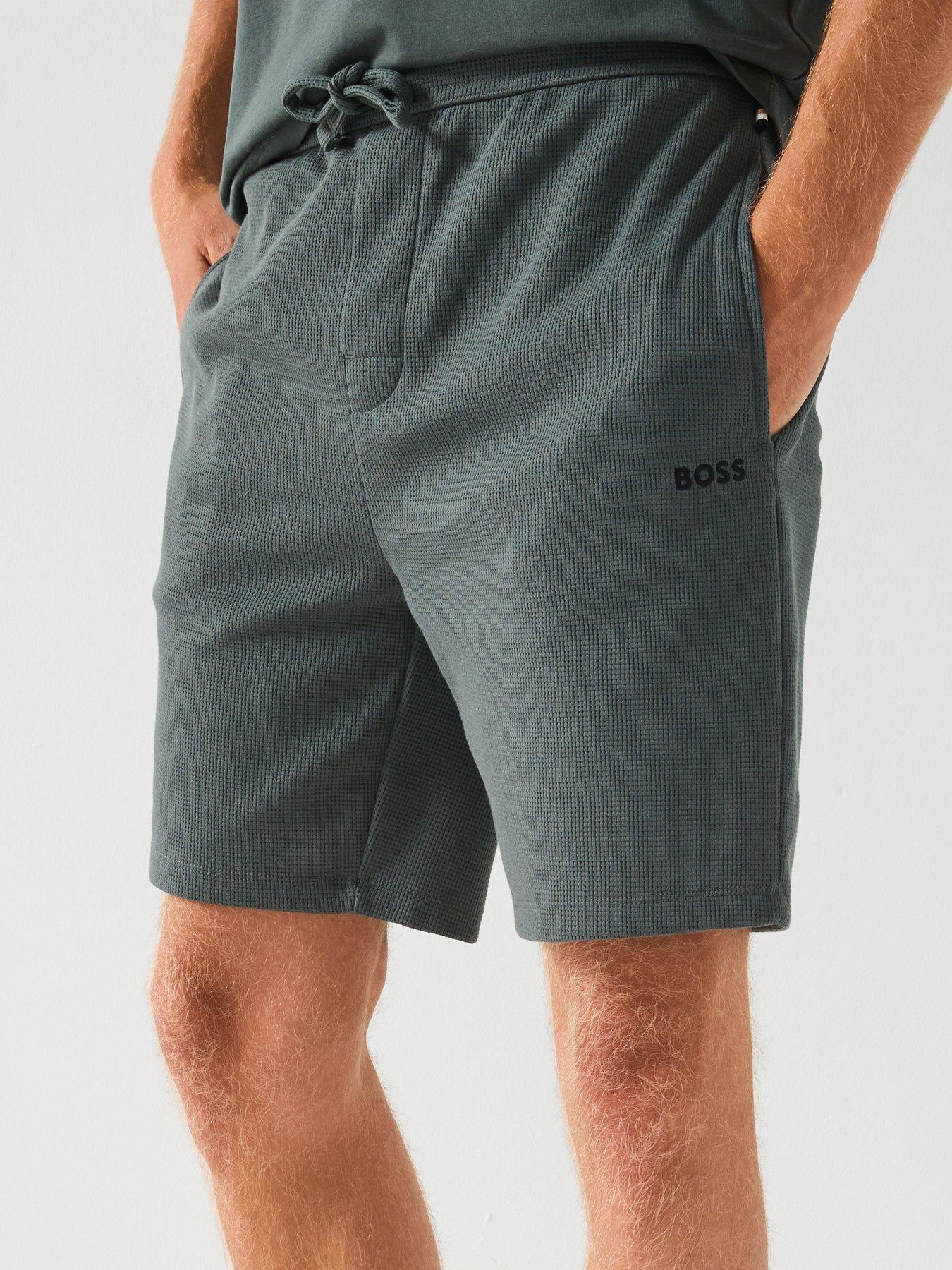 Image 4 of 6 of BOSS Loungewear Waffle Shorts - Green