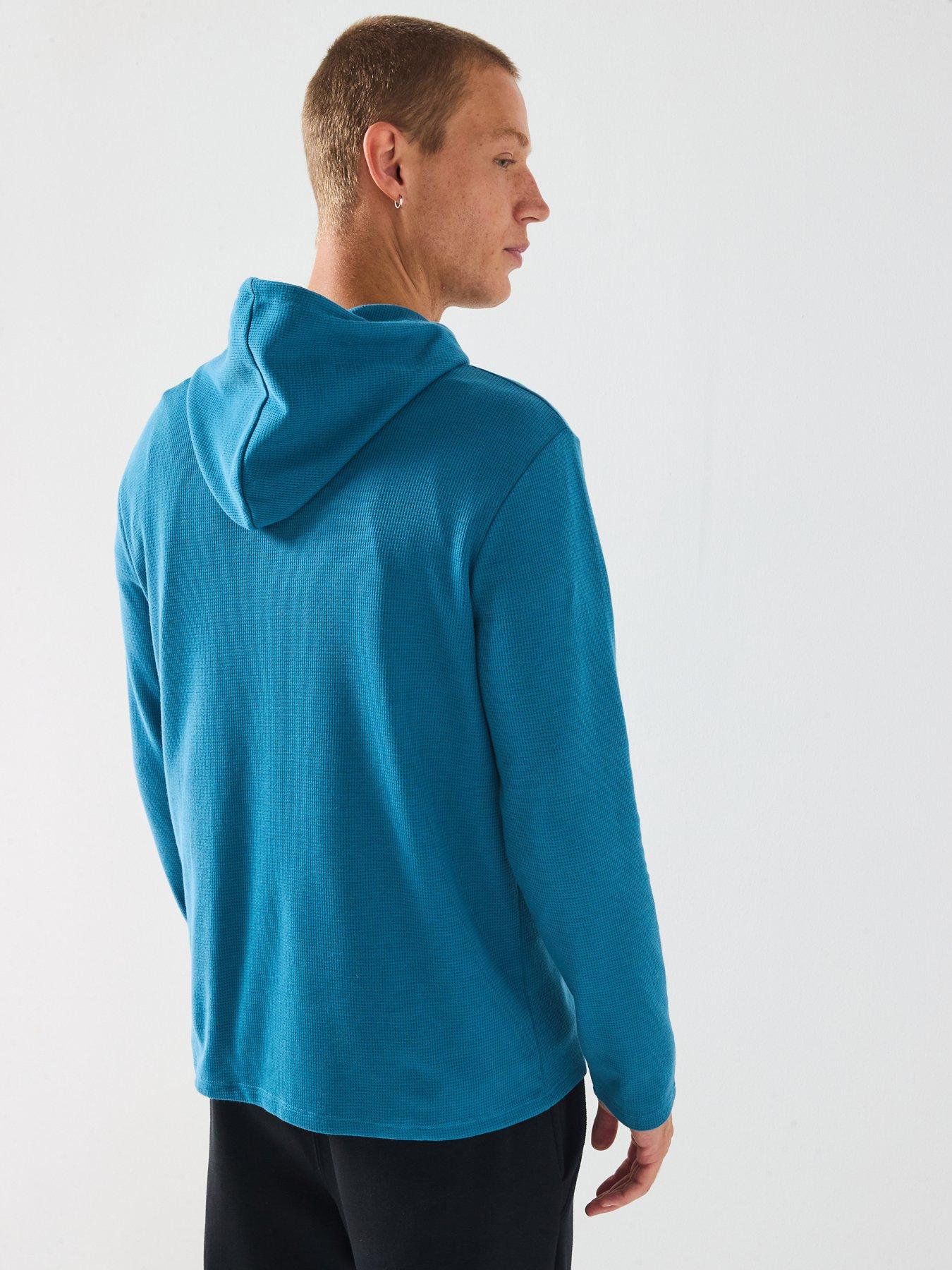 Image 2 of 6 of BOSS Loungewear Waffle Overhead Hoodie - Blue