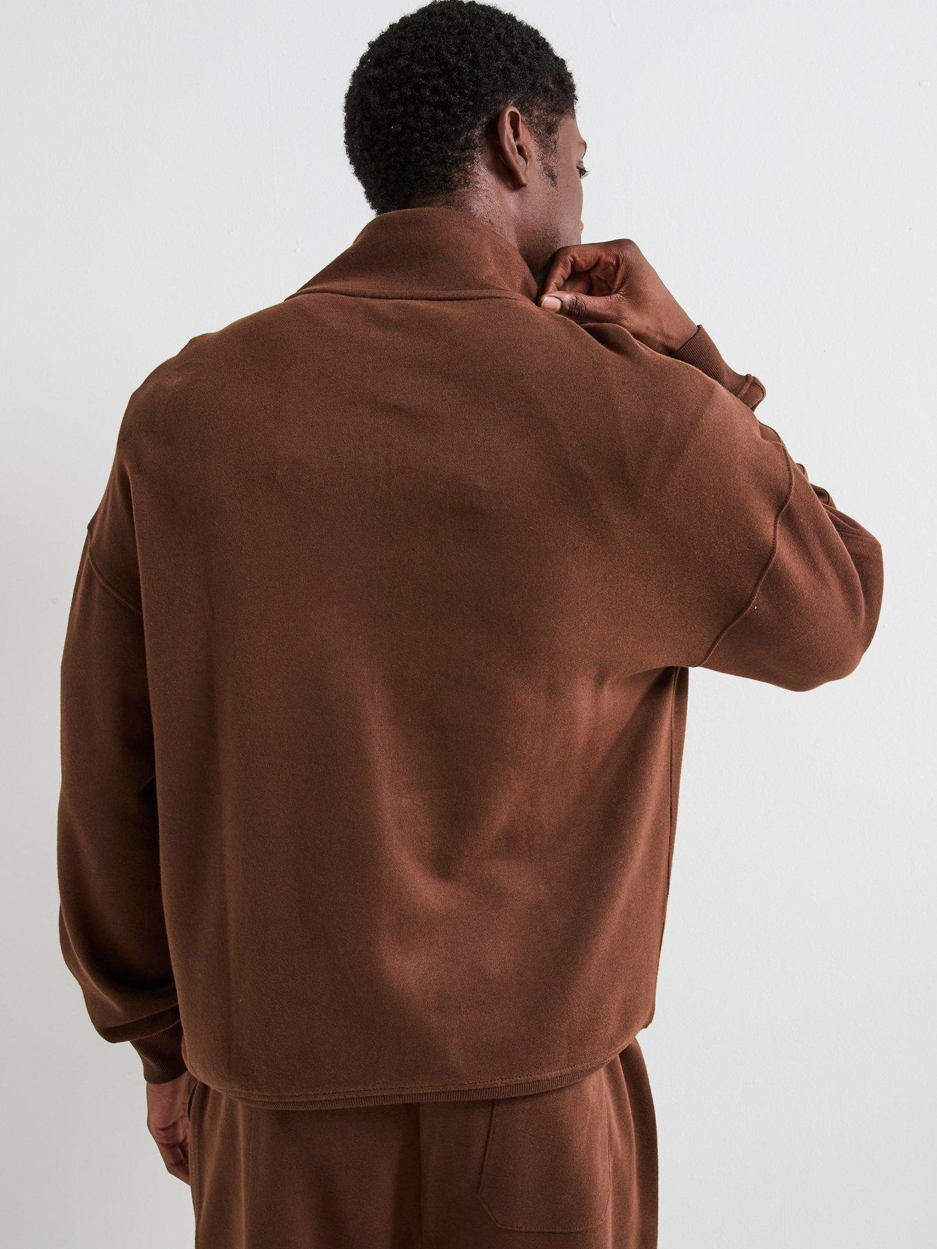  image of tommy-hilfiger-loungewear-original-quarter-zip-sweat-brown