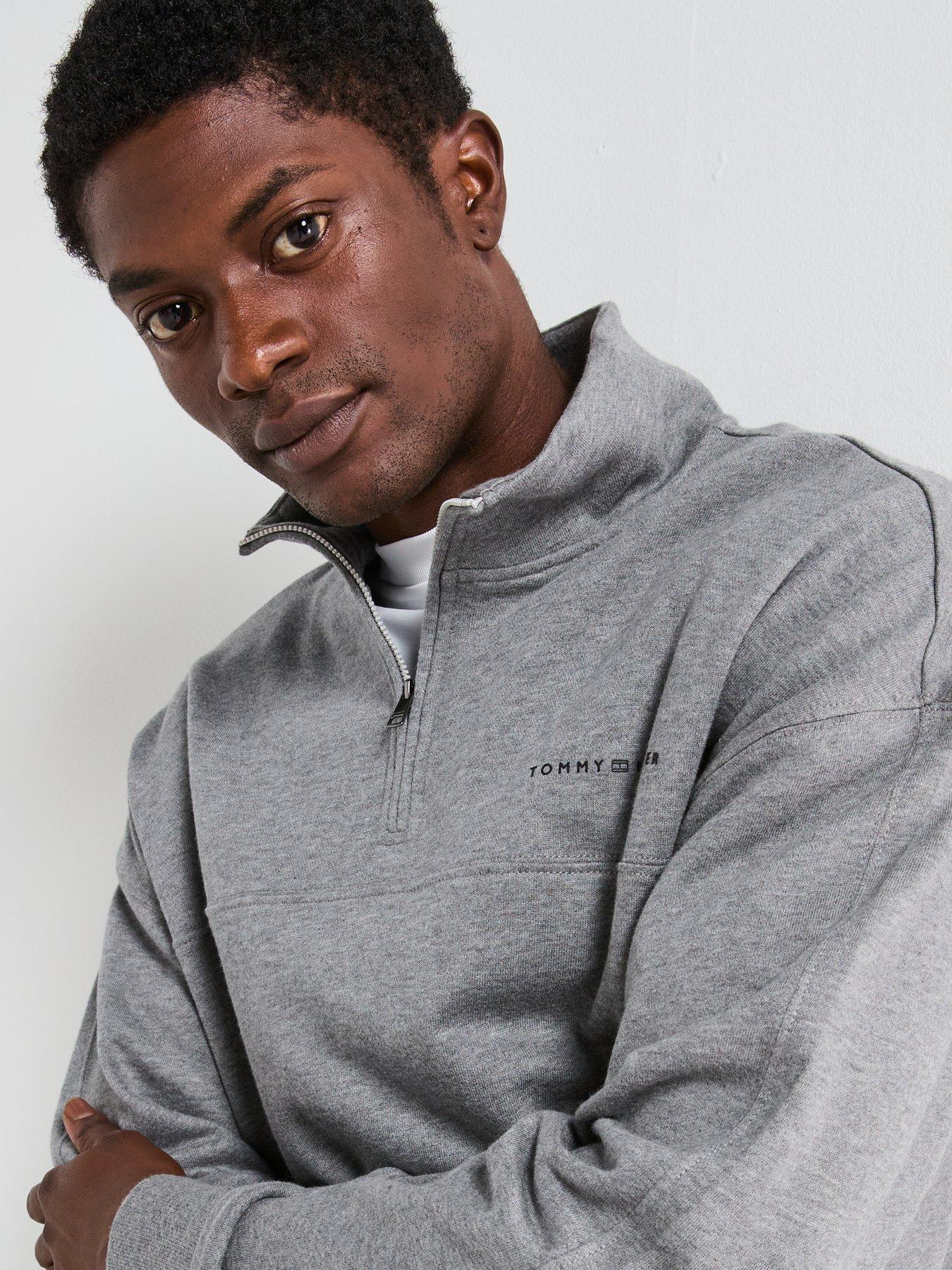  image of tommy-hilfiger-loungewear-original-quarter-zip-sweat-grey