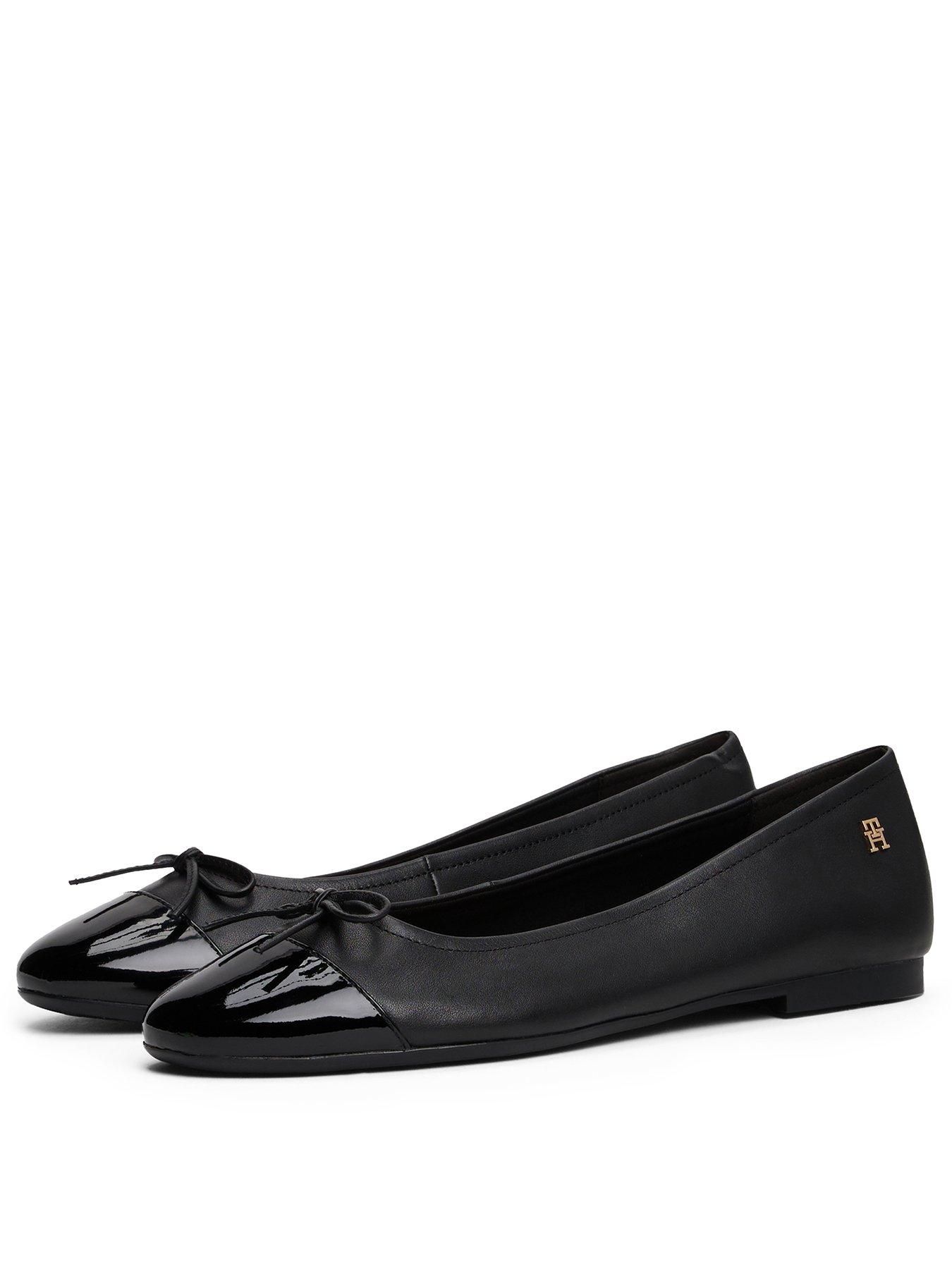 Image 2 of 6 of Tommy Hilfiger Patent Toe-Cap Leather Ballerina Shoe - Black