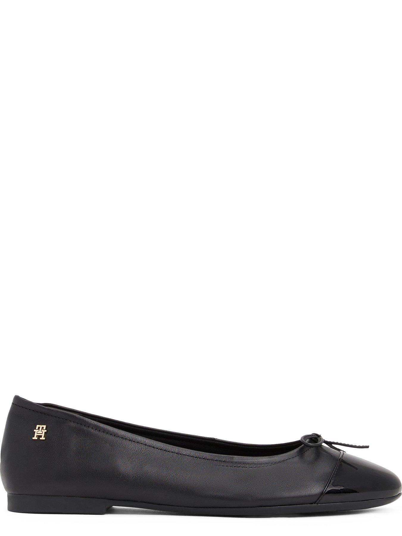 Image 4 of 6 of Tommy Hilfiger Patent Toe-Cap Leather Ballerina Shoe - Black