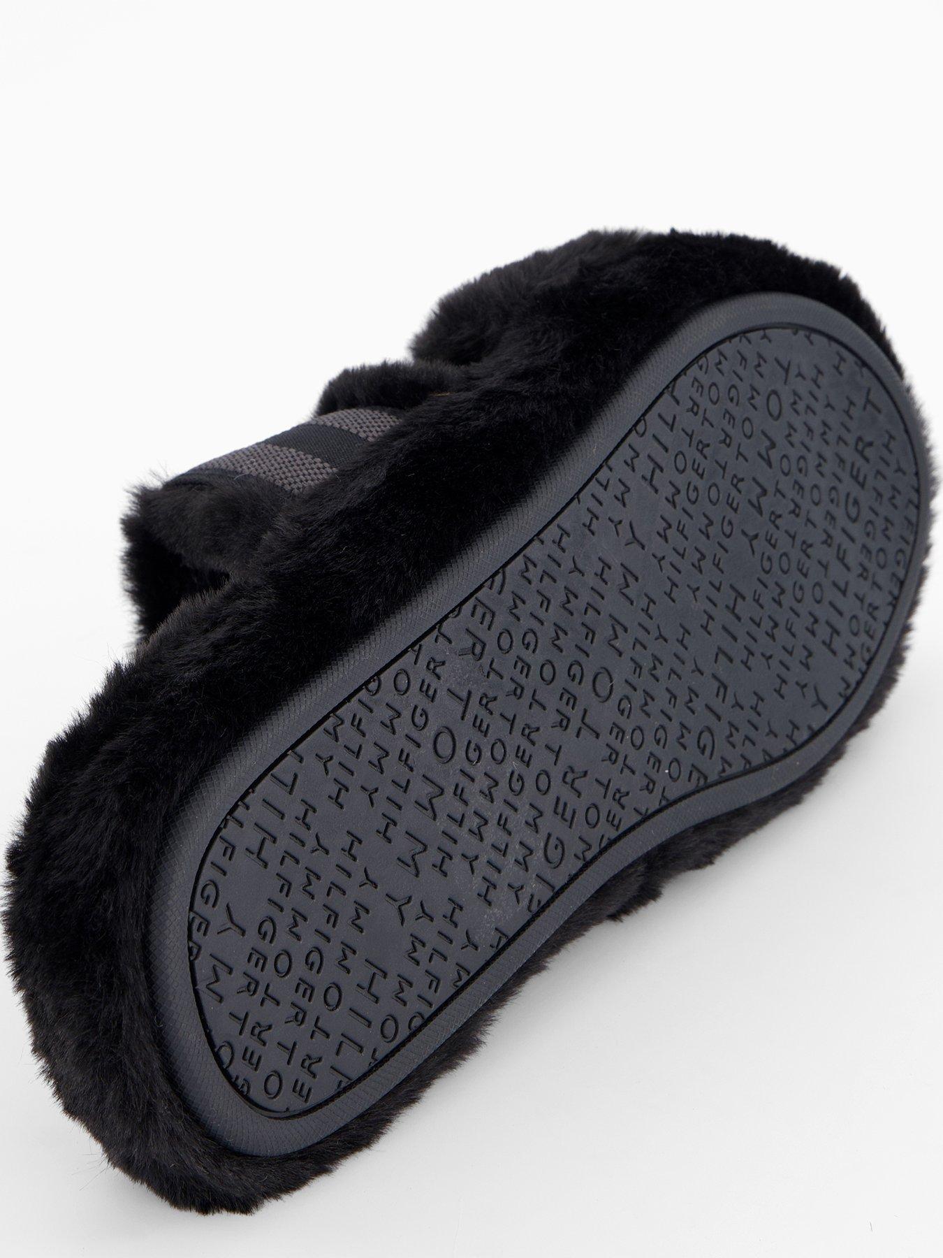  image of tommy-hilfiger-logo-fur-slipper-black