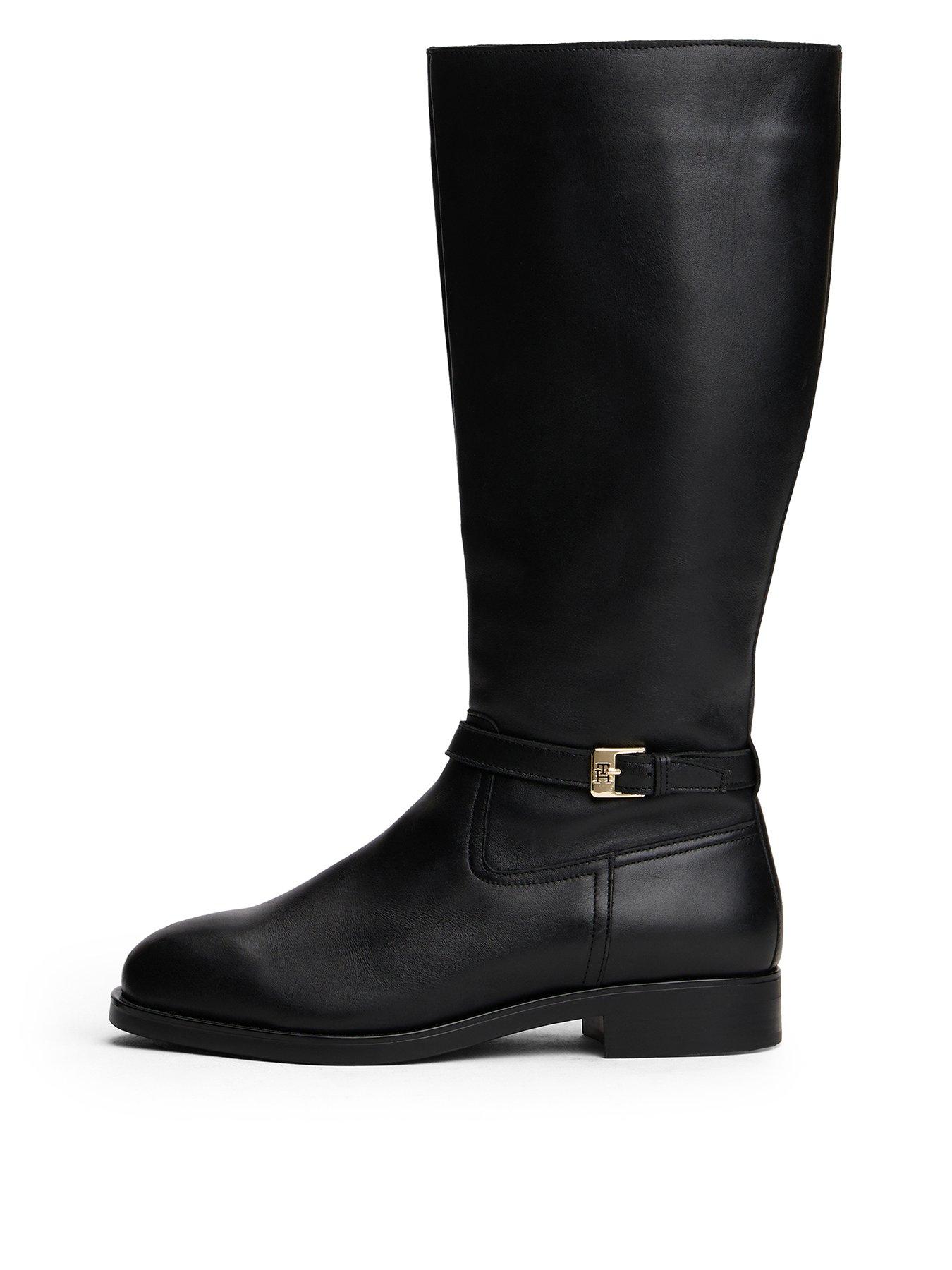 tommy-hilfiger-buckle-detail-leather-long-boot-black